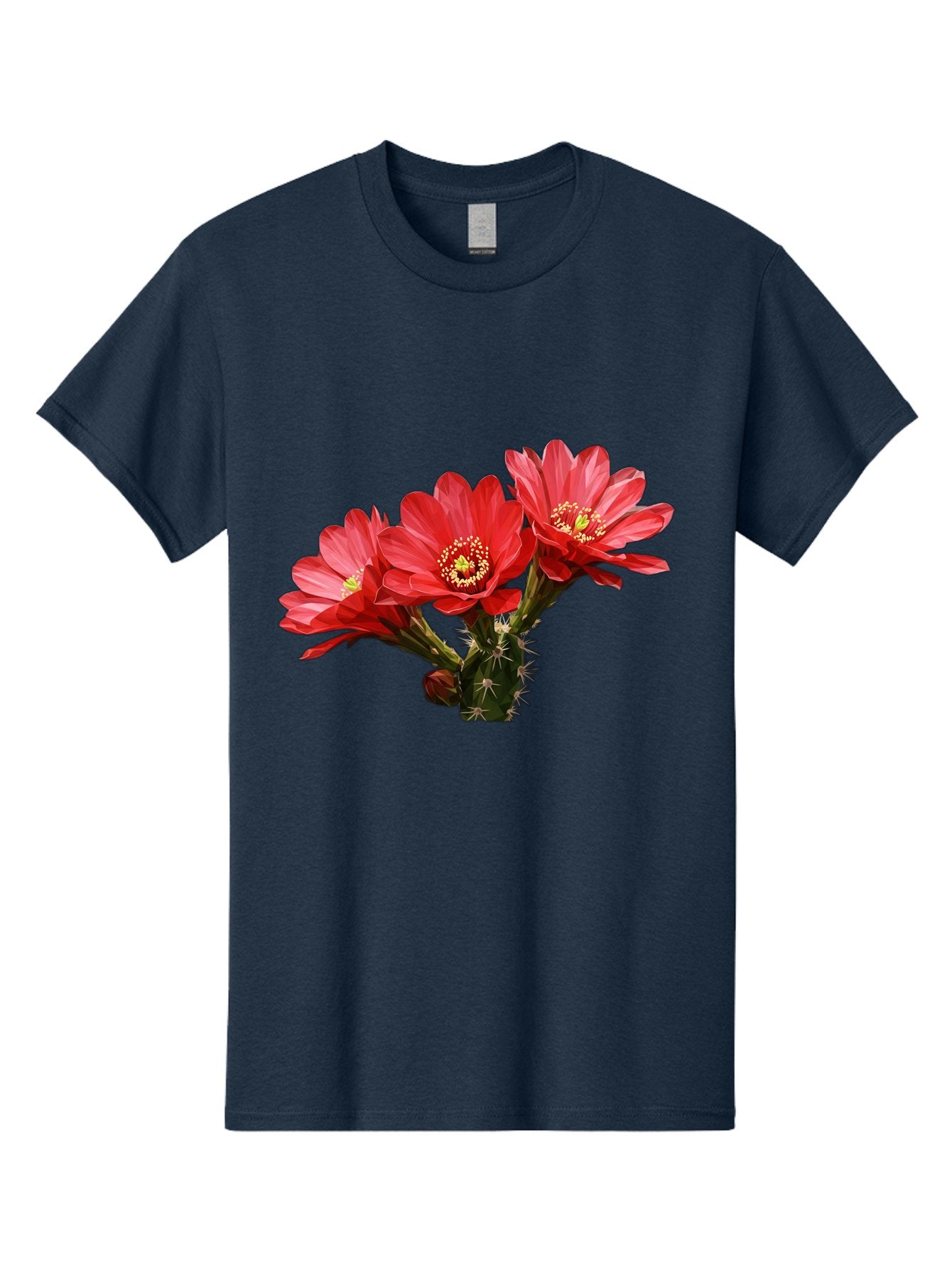 Cactus-Flowers Men'S Graphic Tee, 100% Cotton, Comfortable Casual Summer Wear, Machine Washable, Red Cactus Flowers, Vibrant Petals, Yellow Stamens, Thorny Cactus, Blooming Desert Plant, Exotic Beauty, Floral Arrangement, Cacti With Flowers Bac739 6