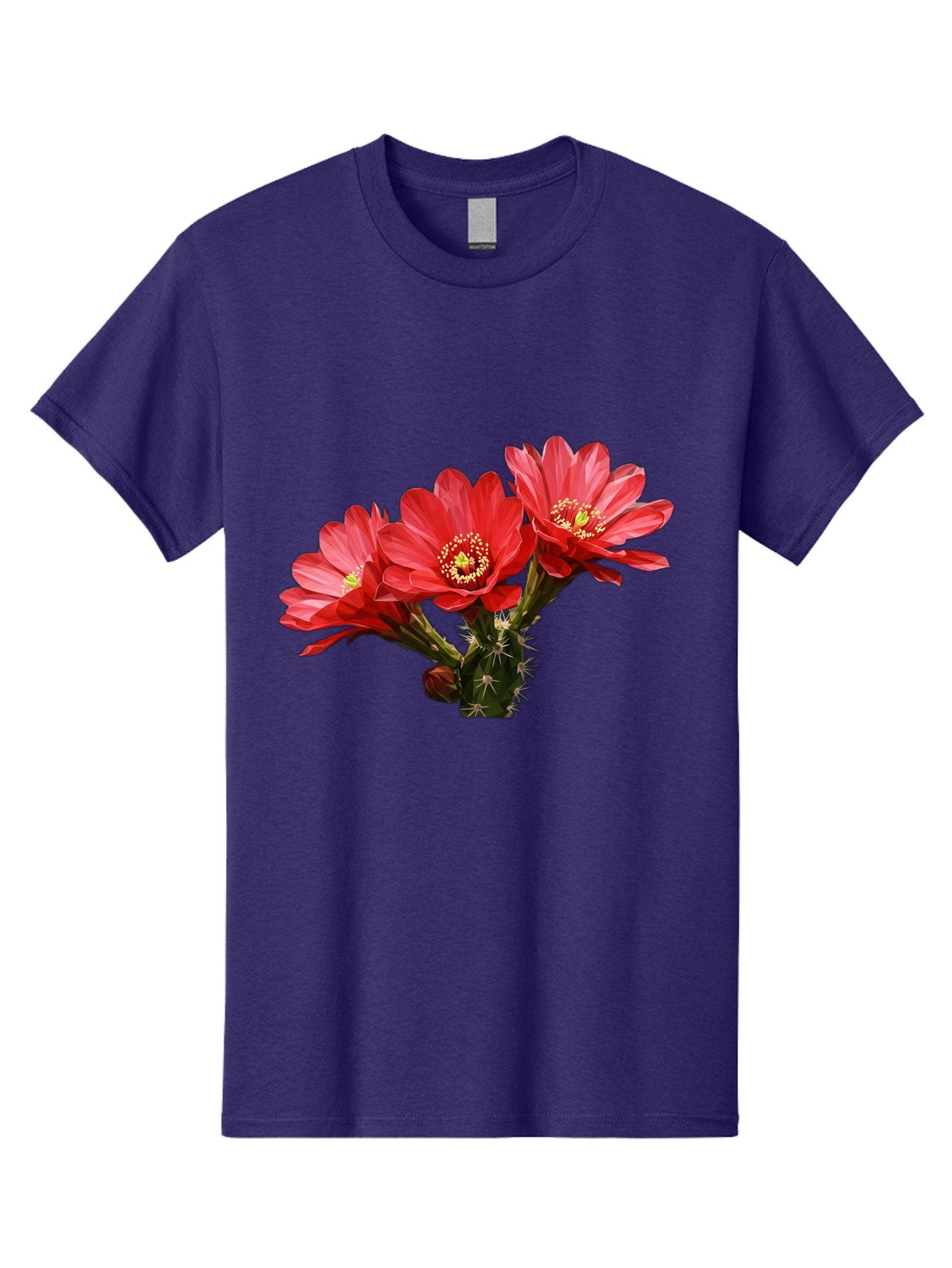 Cactus-Flowers Men'S Graphic Tee, 100% Cotton, Comfortable Casual Summer Wear, Machine Washable, Red Cactus Flowers, Vibrant Petals, Yellow Stamens, Thorny Cactus, Blooming Desert Plant, Exotic Beauty, Floral Arrangement, Cacti With Flowers Bac739