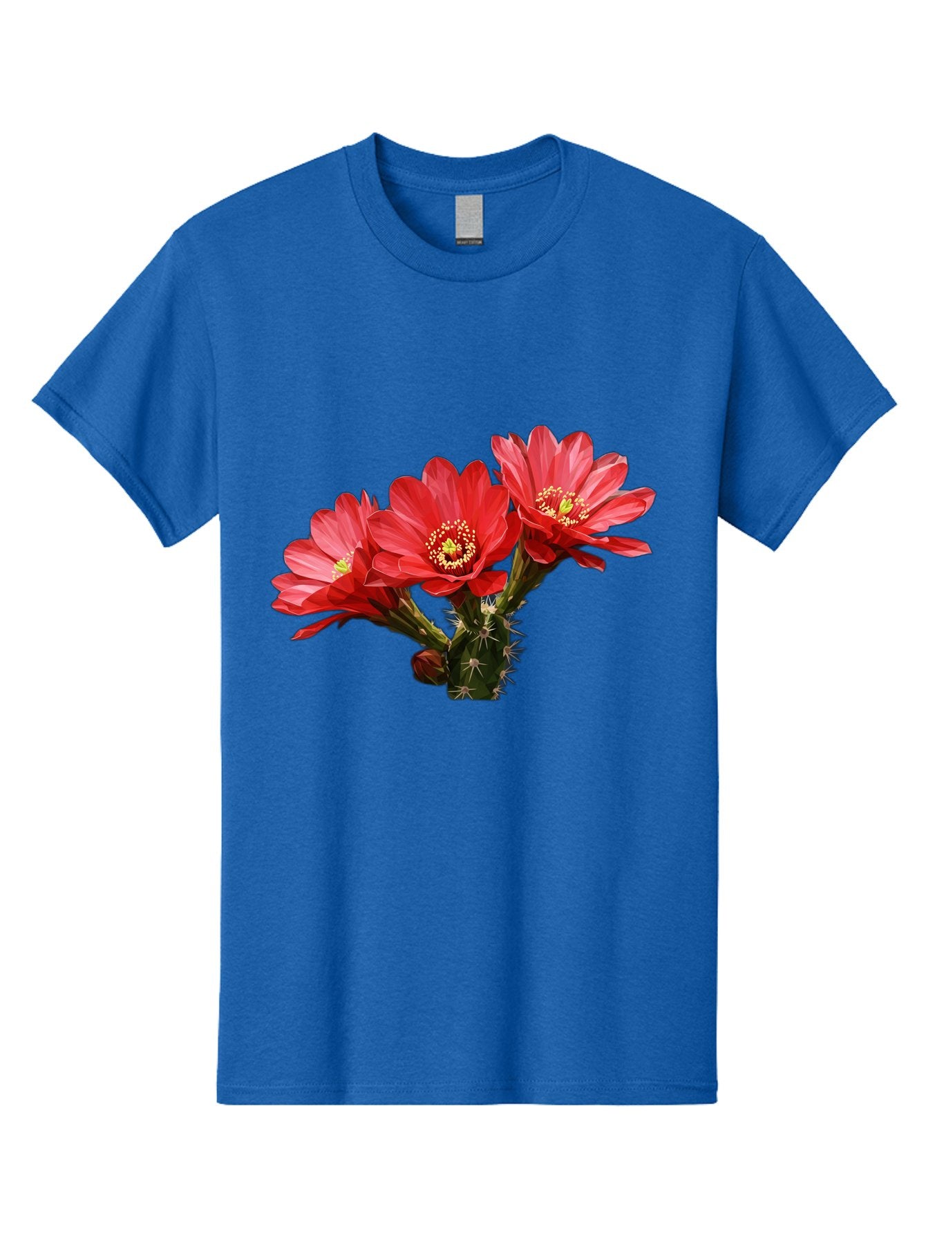 Cactus-Flowers Men'S Graphic Tee, 100% Cotton, Comfortable Casual Summer Wear, Machine Washable, Red Cactus Flowers, Vibrant Petals, Yellow Stamens, Thorny Cactus, Blooming Desert Plant, Exotic Beauty, Floral Arrangement, Cacti With Flowers Bac739 4