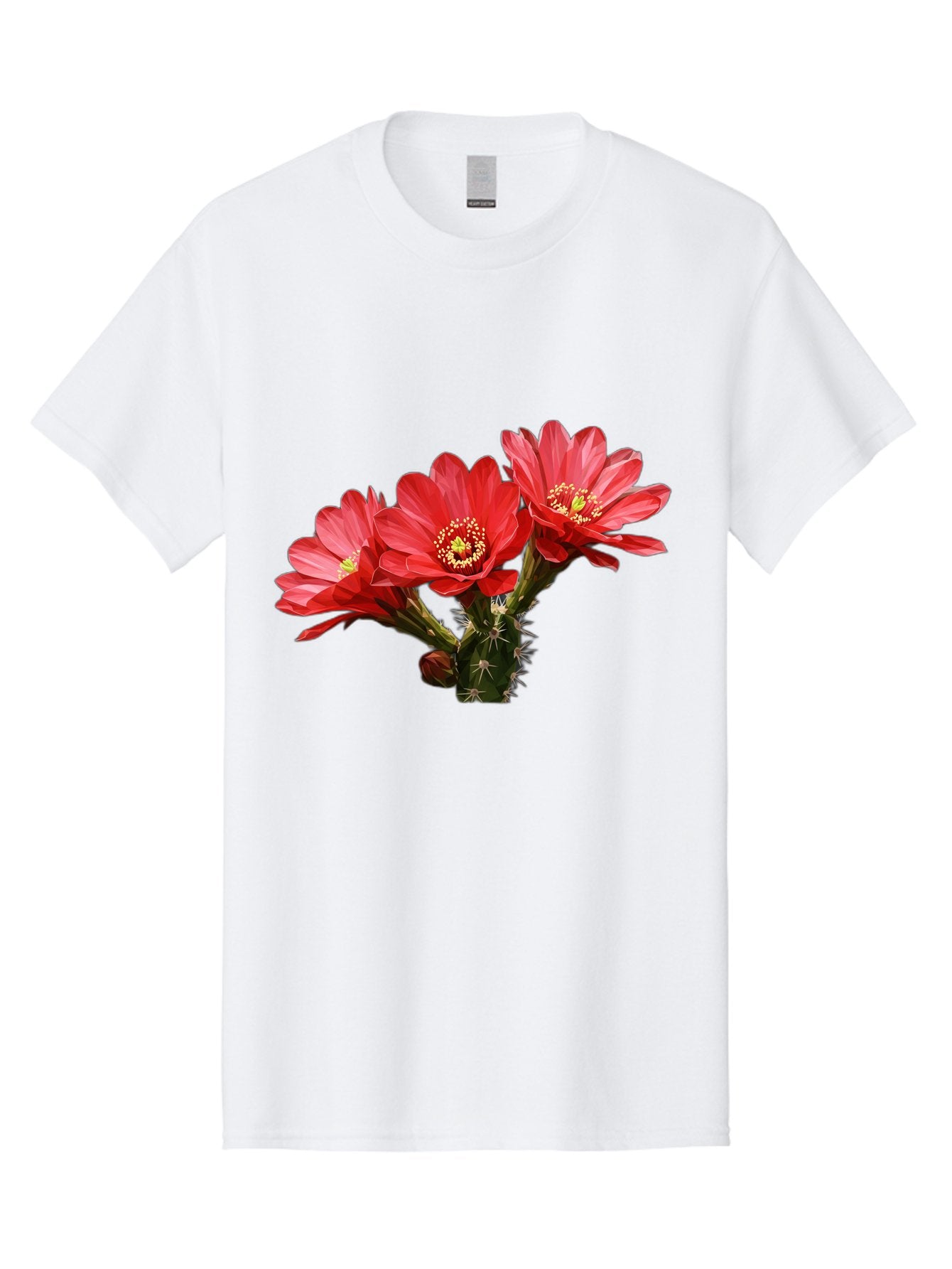 Cactus-Flowers Men'S Graphic Tee, 100% Cotton, Comfortable Casual Summer Wear, Machine Washable, Red Cactus Flowers, Vibrant Petals, Yellow Stamens, Thorny Cactus, Blooming Desert Plant, Exotic Beauty, Floral Arrangement, Cacti With Flowers Bac739 15