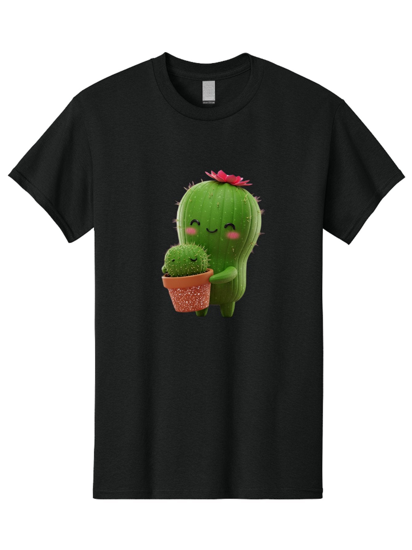 Cactus-Friends-1 Men'S Graphic Tee, 100% Cotton, Comfortable Casual Summer Wear, Machine Washable, Cute Cactus, Cartoon Cacti, Smiling Cactus, Cactus With Flower, Adorable Plants, Potted Cactus, Friendly Desert Plants, Kawaii Cactus, Bac740 8