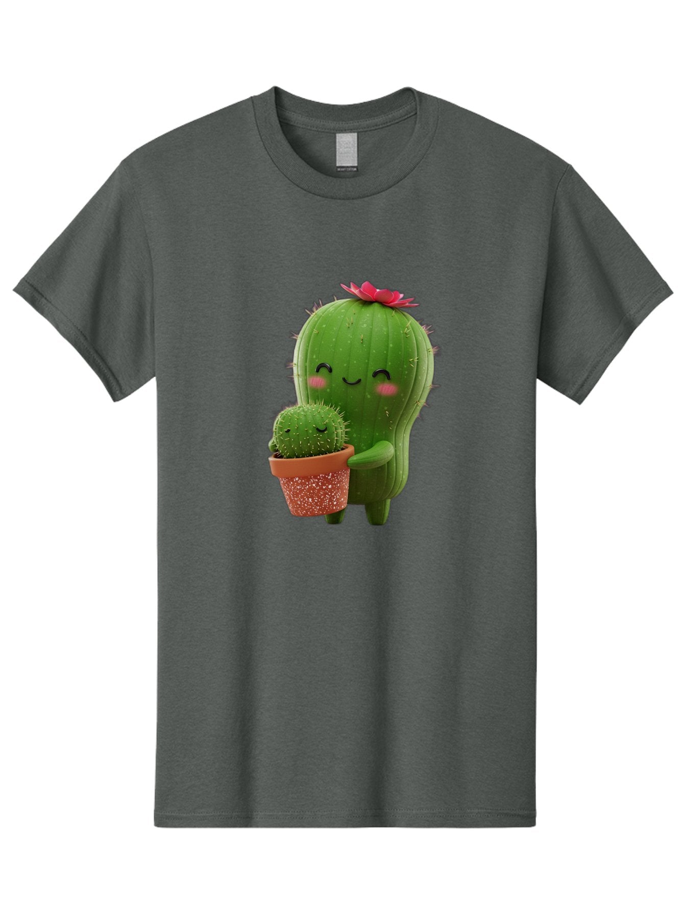 Cactus-Friends-1 Men'S Graphic Tee, 100% Cotton, Comfortable Casual Summer Wear, Machine Washable, Cute Cactus, Cartoon Cacti, Smiling Cactus, Cactus With Flower, Adorable Plants, Potted Cactus, Friendly Desert Plants, Kawaii Cactus, Bac740 7