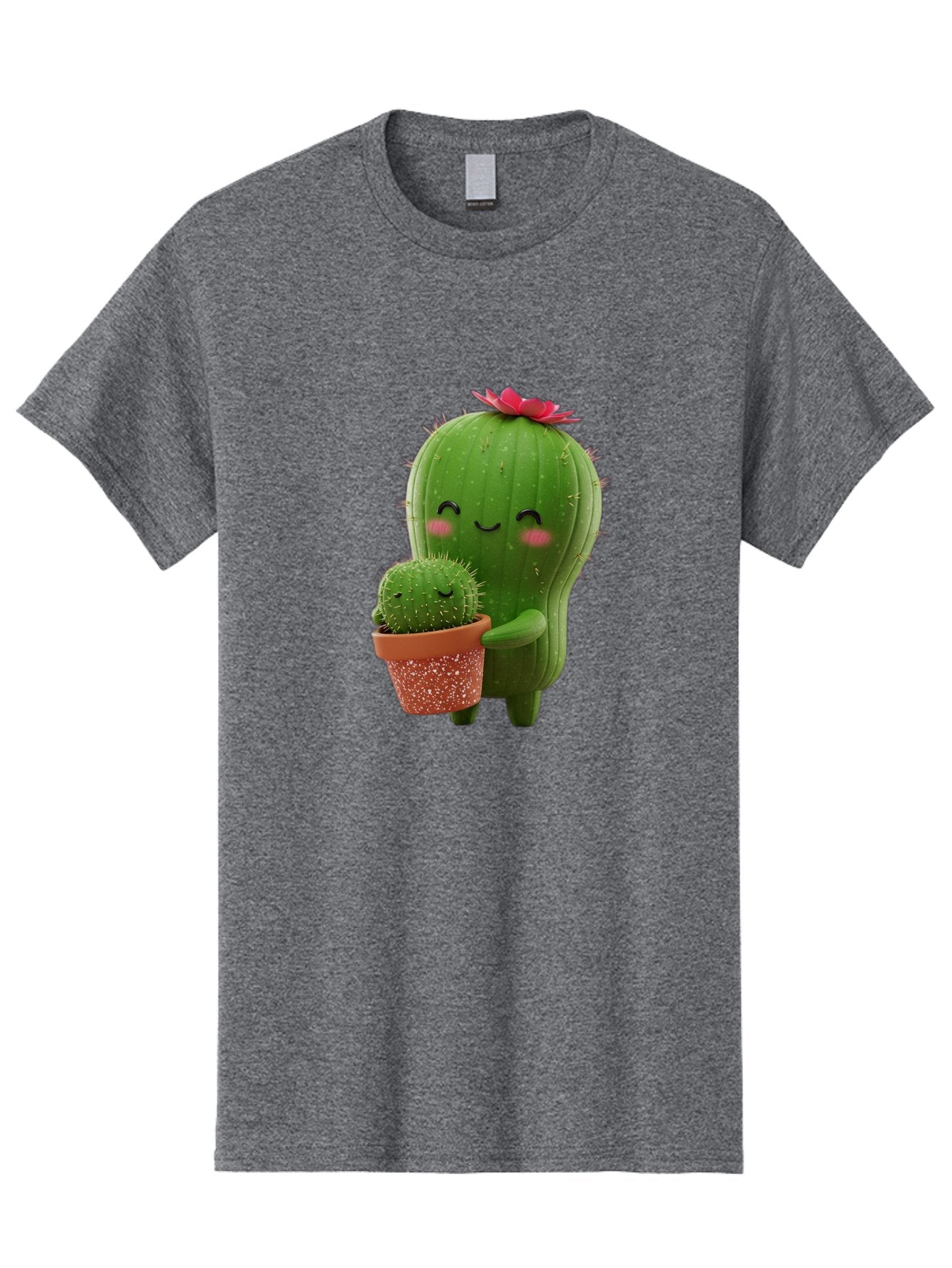 Cactus-Friends-1 Men'S Graphic Tee, 100% Cotton, Comfortable Casual Summer Wear, Machine Washable, Cute Cactus, Cartoon Cacti, Smiling Cactus, Cactus With Flower, Adorable Plants, Potted Cactus, Friendly Desert Plants, Kawaii Cactus, Bac740 5