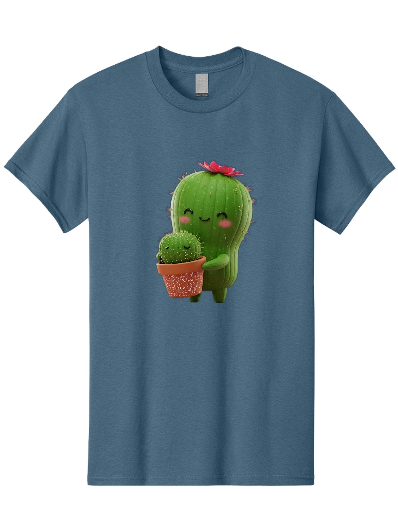 Cactus-Friends-1 Men'S Graphic Tee, 100% Cotton, Comfortable Casual Summer Wear, Machine Washable, Cute Cactus, Cartoon Cacti, Smiling Cactus, Cactus With Flower, Adorable Plants, Potted Cactus, Friendly Desert Plants, Kawaii Cactus, Bac740 6