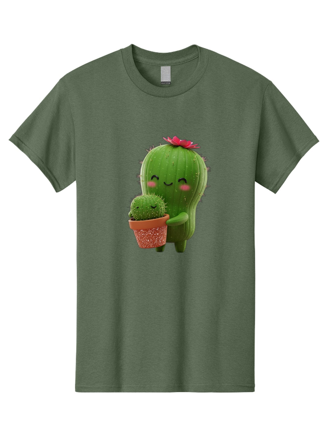 Cactus-Friends-1 Men'S Graphic Tee, 100% Cotton, Comfortable Casual Summer Wear, Machine Washable, Cute Cactus, Cartoon Cacti, Smiling Cactus, Cactus With Flower, Adorable Plants, Potted Cactus, Friendly Desert Plants, Kawaii Cactus, Bac740