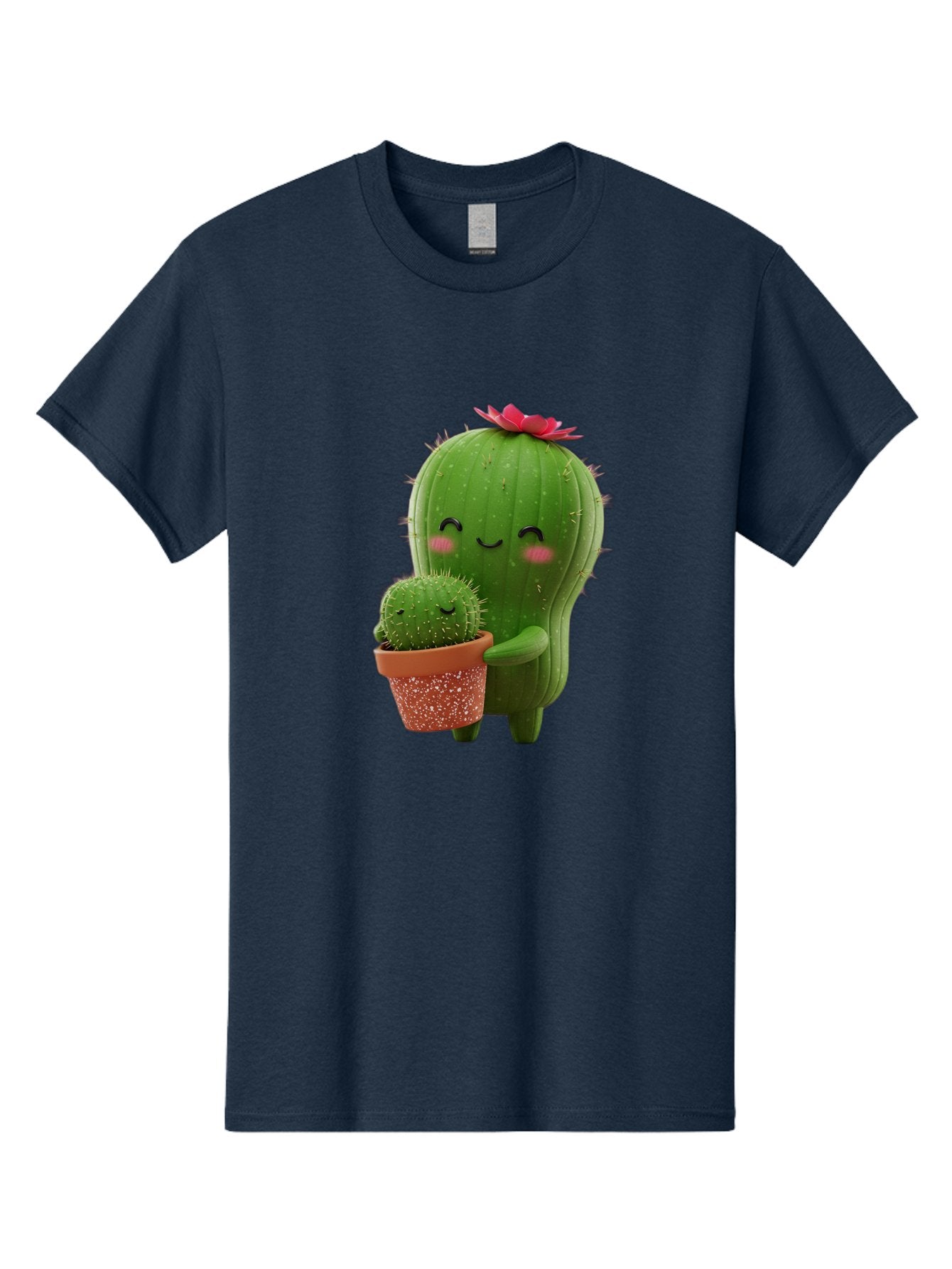 Cactus-Friends-1 Men'S Graphic Tee, 100% Cotton, Comfortable Casual Summer Wear, Machine Washable, Cute Cactus, Cartoon Cacti, Smiling Cactus, Cactus With Flower, Adorable Plants, Potted Cactus, Friendly Desert Plants, Kawaii Cactus, Bac740 13