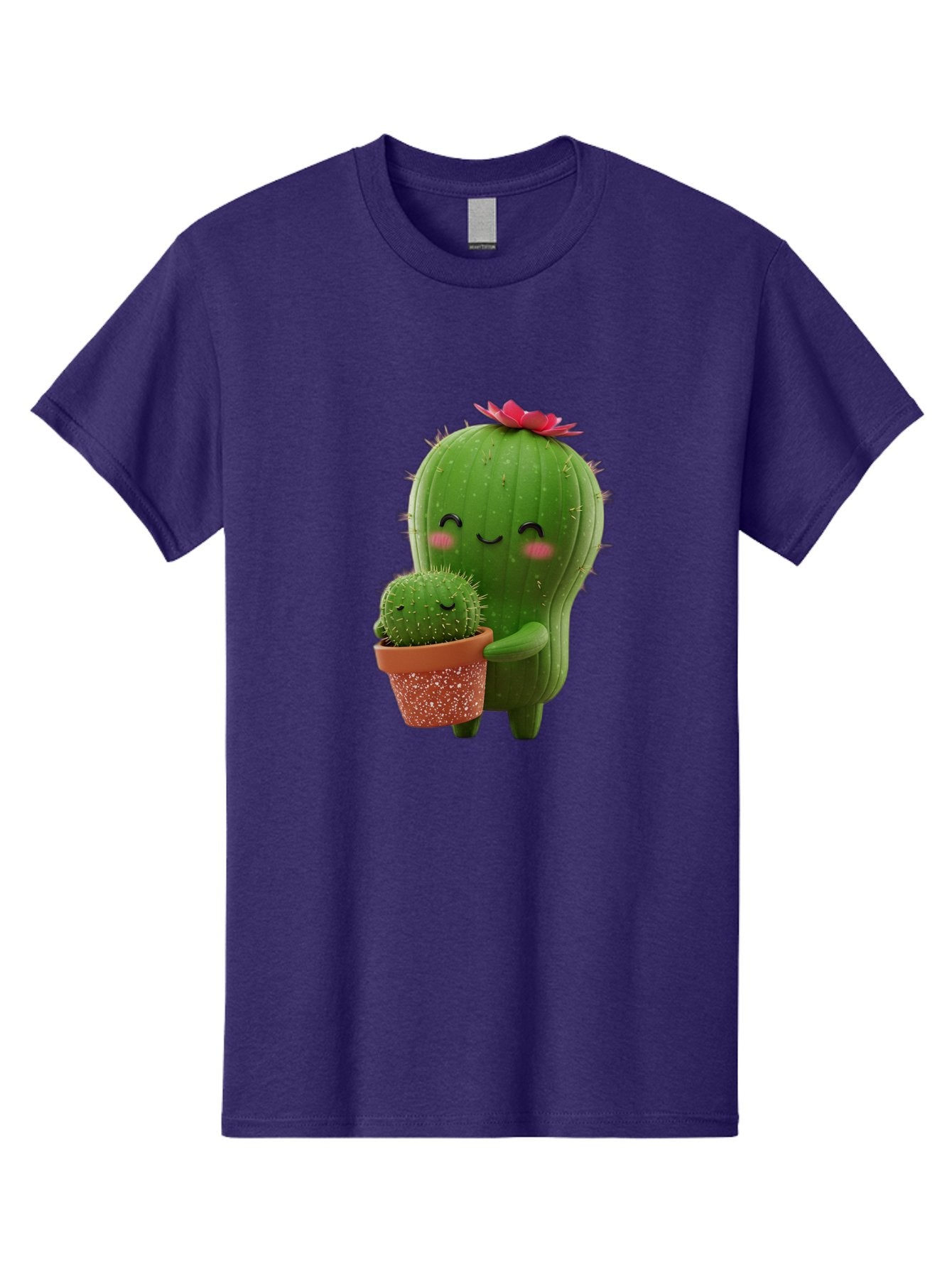 Cactus-Friends-1 Men'S Graphic Tee, 100% Cotton, Comfortable Casual Summer Wear, Machine Washable, Cute Cactus, Cartoon Cacti, Smiling Cactus, Cactus With Flower, Adorable Plants, Potted Cactus, Friendly Desert Plants, Kawaii Cactus, Bac740 3