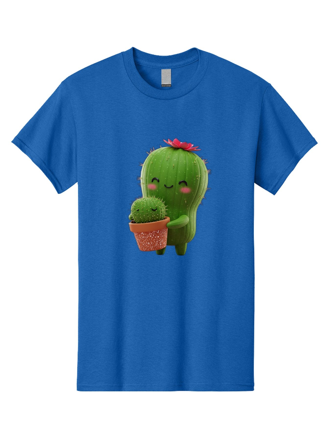 Cactus-Friends-1 Men'S Graphic Tee, 100% Cotton, Comfortable Casual Summer Wear, Machine Washable, Cute Cactus, Cartoon Cacti, Smiling Cactus, Cactus With Flower, Adorable Plants, Potted Cactus, Friendly Desert Plants, Kawaii Cactus, Bac740 12
