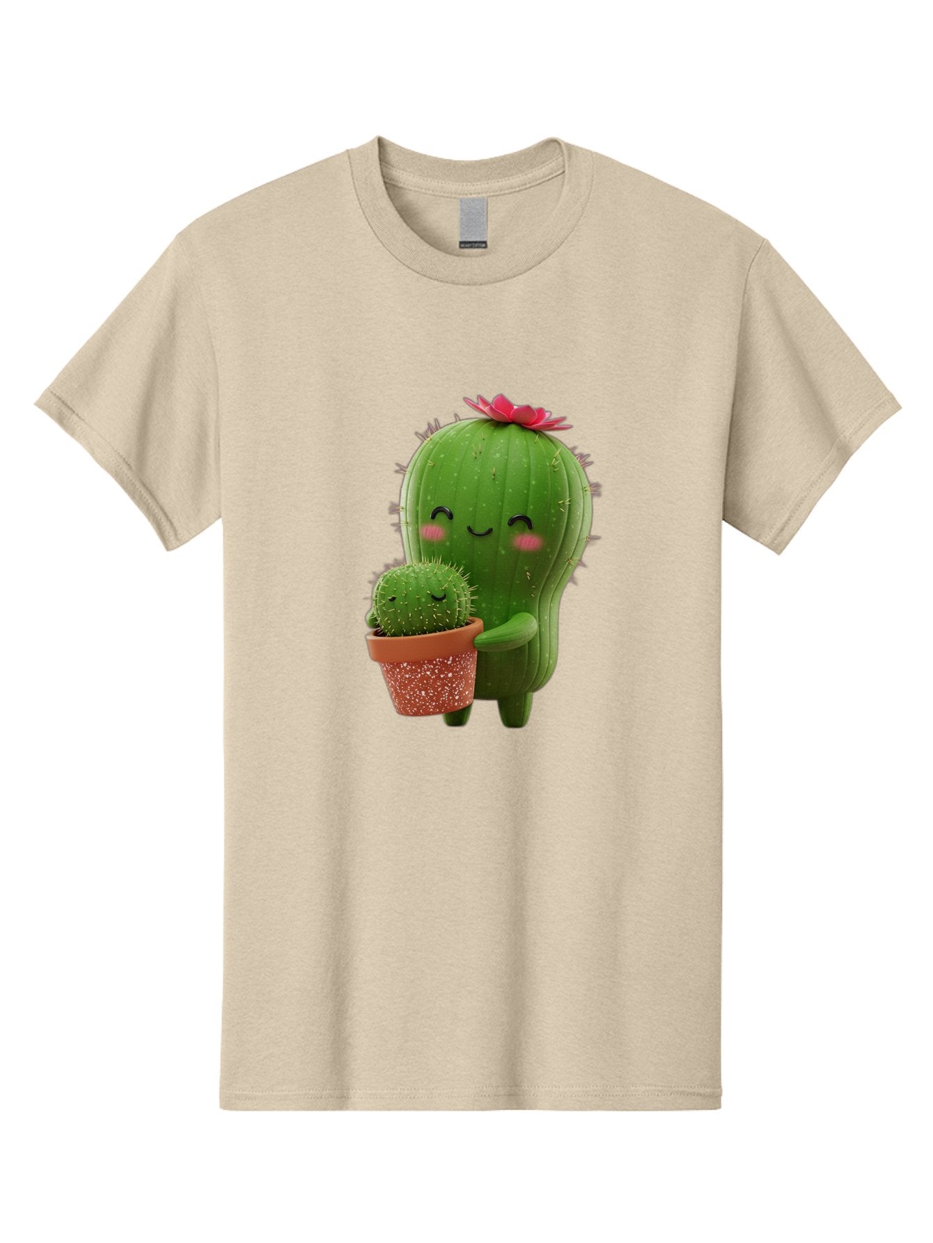 Cactus-Friends-1 Men'S Graphic Tee, 100% Cotton, Comfortable Casual Summer Wear, Machine Washable, Cute Cactus, Cartoon Cacti, Smiling Cactus, Cactus With Flower, Adorable Plants, Potted Cactus, Friendly Desert Plants, Kawaii Cactus, Bac740 4