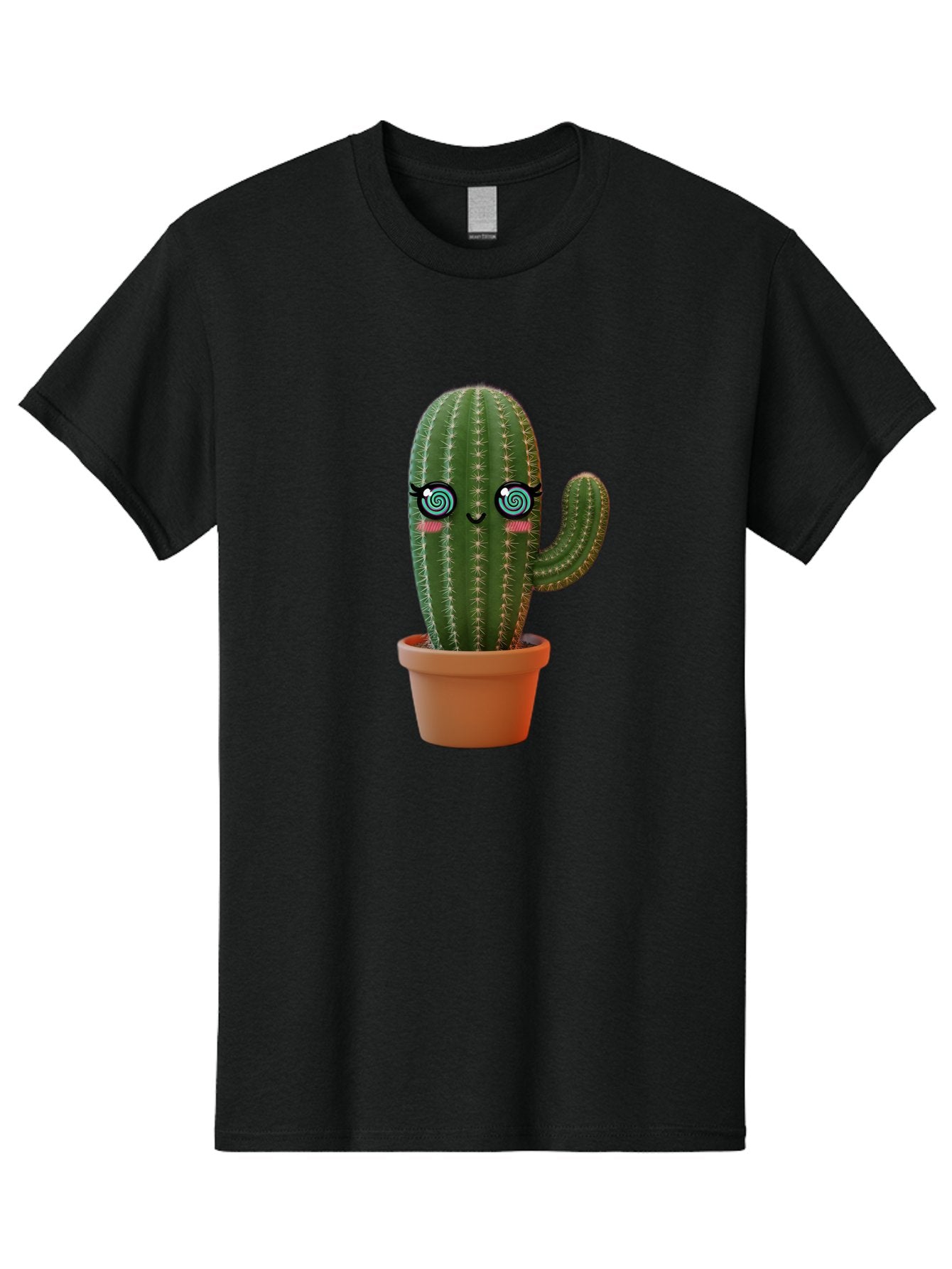 Cactus-Girl Men'S Graphic Tee, 100% Cotton, Comfortable Casual Summer Wear, Machine Washable, Cartoon Cactus, Potted Plant, Kawaii Character, Cacti, Succulent, Digital Art, Quirky Design, Cute Illustration, Fun Home Decor Bac742 13