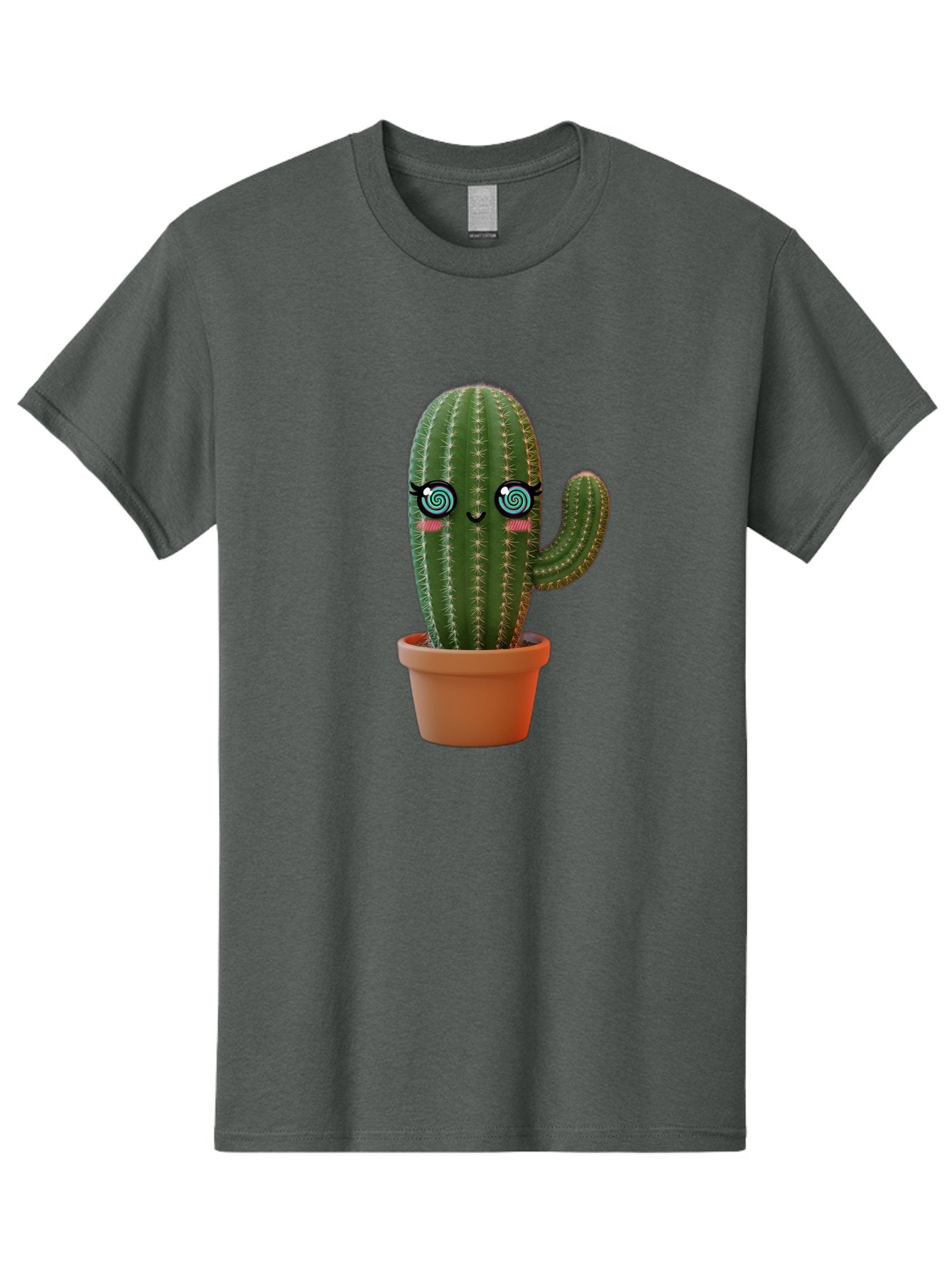 Cactus-Girl Men'S Graphic Tee, 100% Cotton, Comfortable Casual Summer Wear, Machine Washable, Cartoon Cactus, Potted Plant, Kawaii Character, Cacti, Succulent, Digital Art, Quirky Design, Cute Illustration, Fun Home Decor Bac742 14