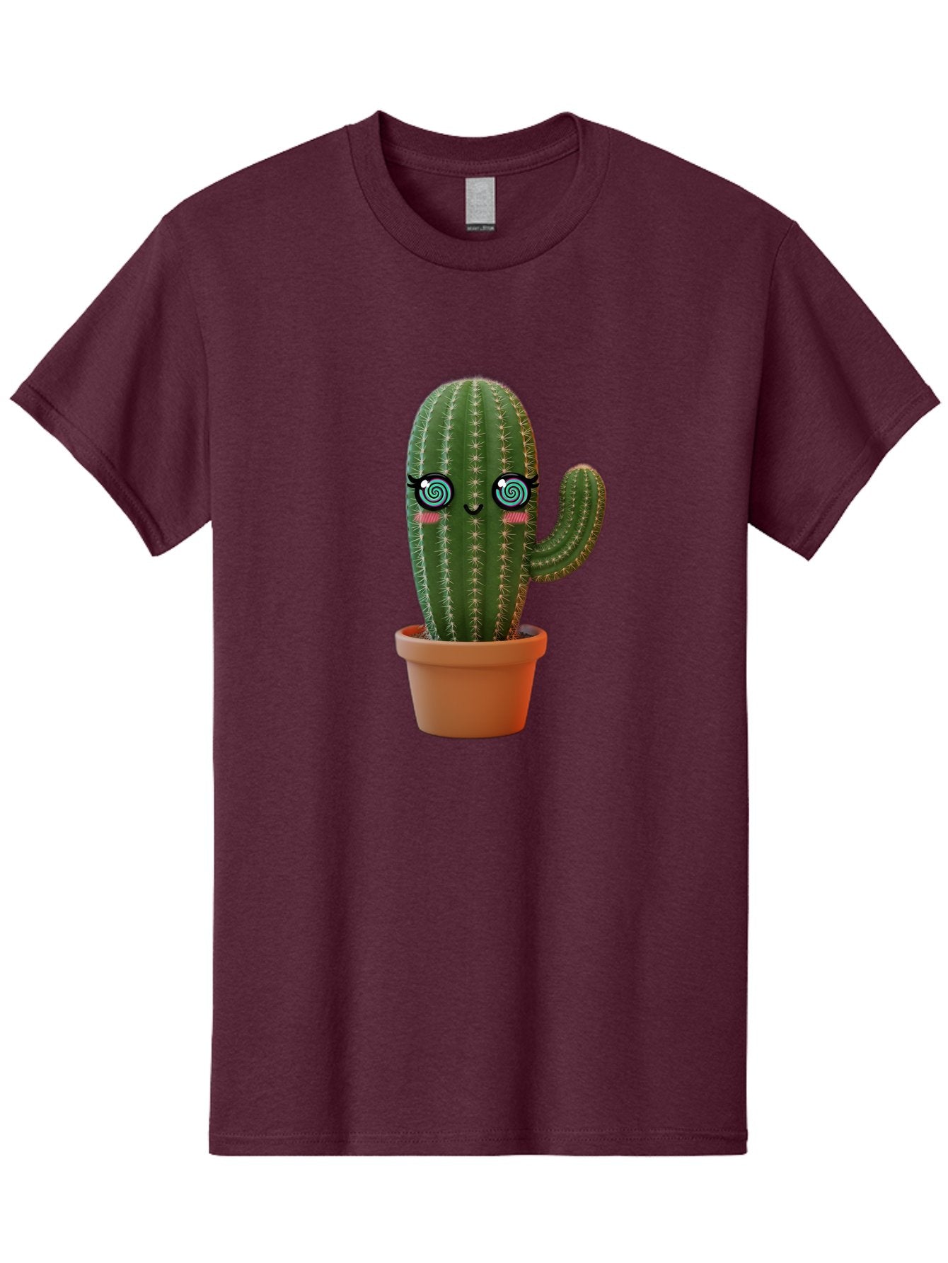 Cactus-Girl Men'S Graphic Tee, 100% Cotton, Comfortable Casual Summer Wear, Machine Washable, Cartoon Cactus, Potted Plant, Kawaii Character, Cacti, Succulent, Digital Art, Quirky Design, Cute Illustration, Fun Home Decor Bac742