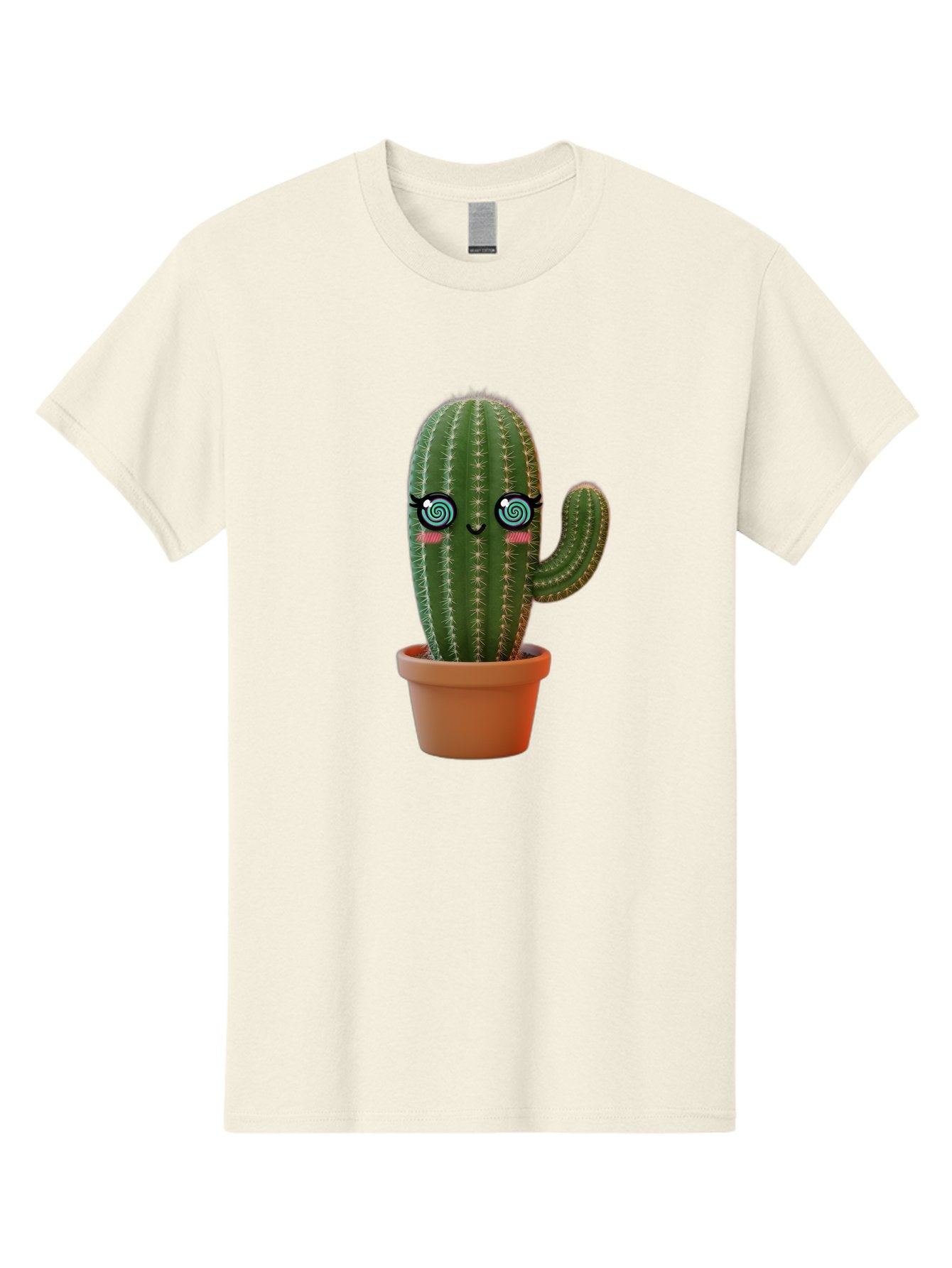 Cactus-Girl Men'S Graphic Tee, 100% Cotton, Comfortable Casual Summer Wear, Machine Washable, Cartoon Cactus, Potted Plant, Kawaii Character, Cacti, Succulent, Digital Art, Quirky Design, Cute Illustration, Fun Home Decor Bac742 9