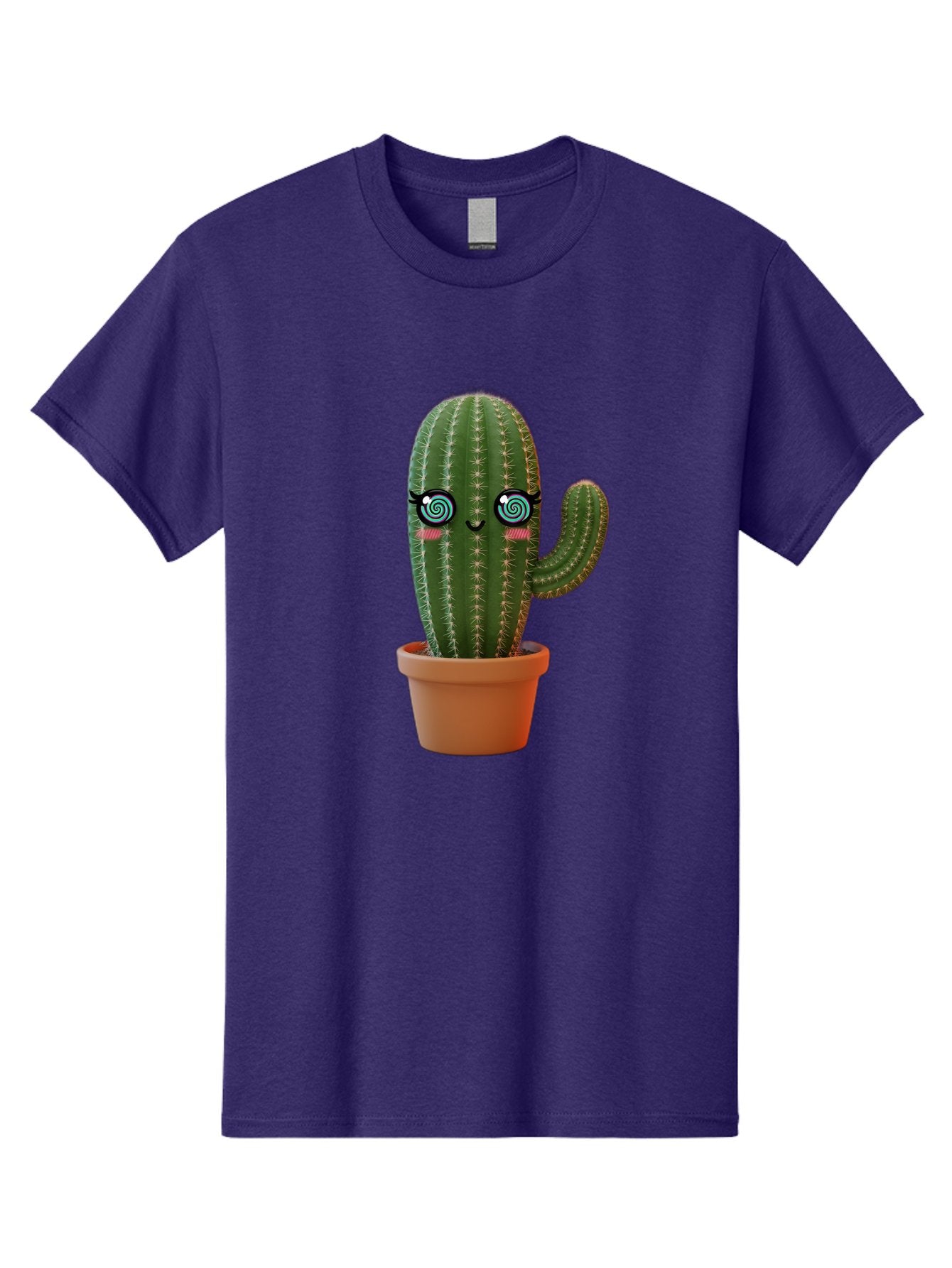Cactus-Girl Men'S Graphic Tee, 100% Cotton, Comfortable Casual Summer Wear, Machine Washable, Cartoon Cactus, Potted Plant, Kawaii Character, Cacti, Succulent, Digital Art, Quirky Design, Cute Illustration, Fun Home Decor Bac742 8