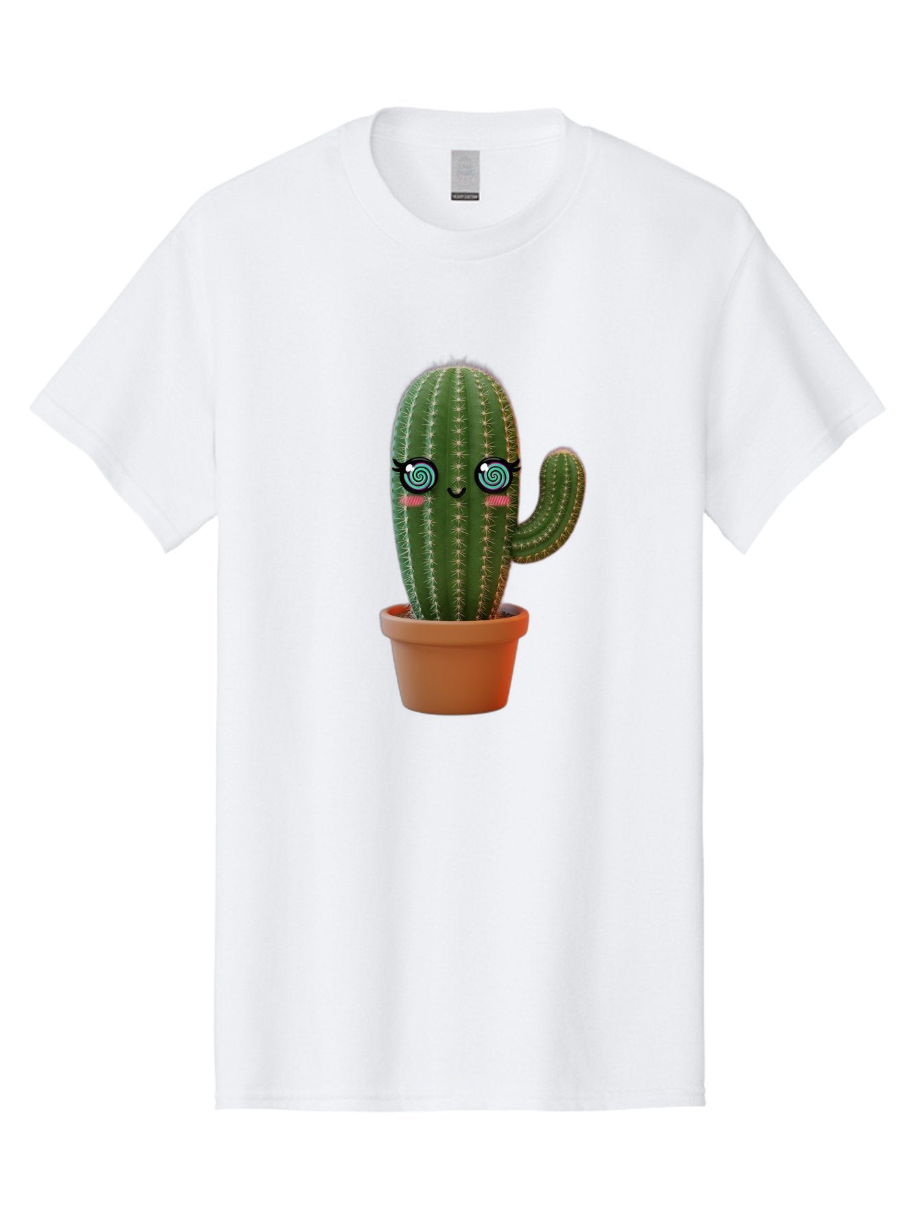 Cactus-Girl Men'S Graphic Tee, 100% Cotton, Comfortable Casual Summer Wear, Machine Washable, Cartoon Cactus, Potted Plant, Kawaii Character, Cacti, Succulent, Digital Art, Quirky Design, Cute Illustration, Fun Home Decor Bac742 15