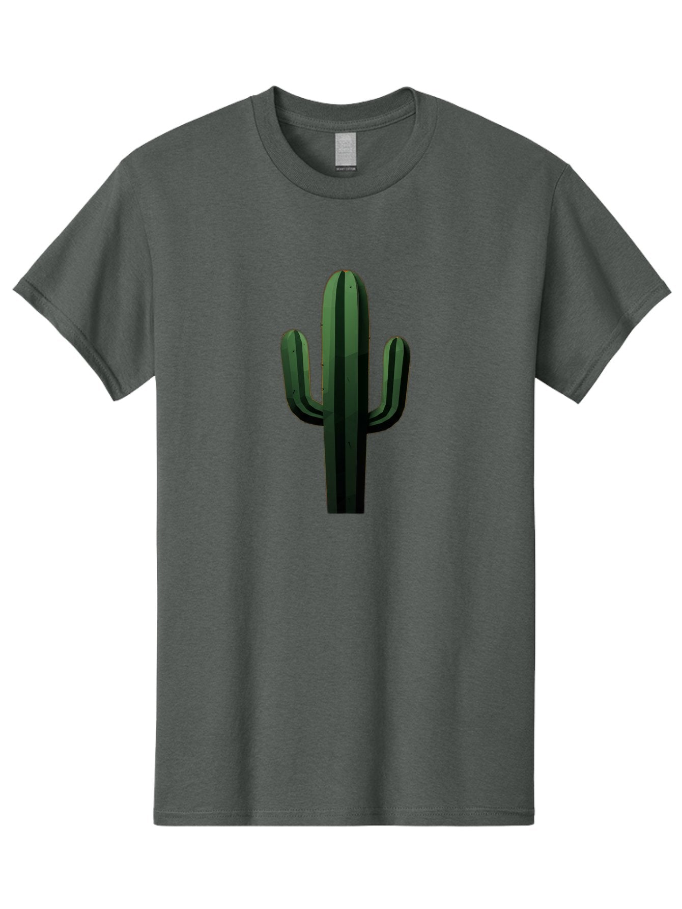 Cactus-Illustration Men'S Graphic Tee, 100% Cotton, Comfortable Casual Summer Wear, Machine Washable, Saguaro Cactus, Desert Plant, Cactus Illustration, Cartoon Cactus, Green Cactus, Simple Design, Minimalist Art Bac743 9