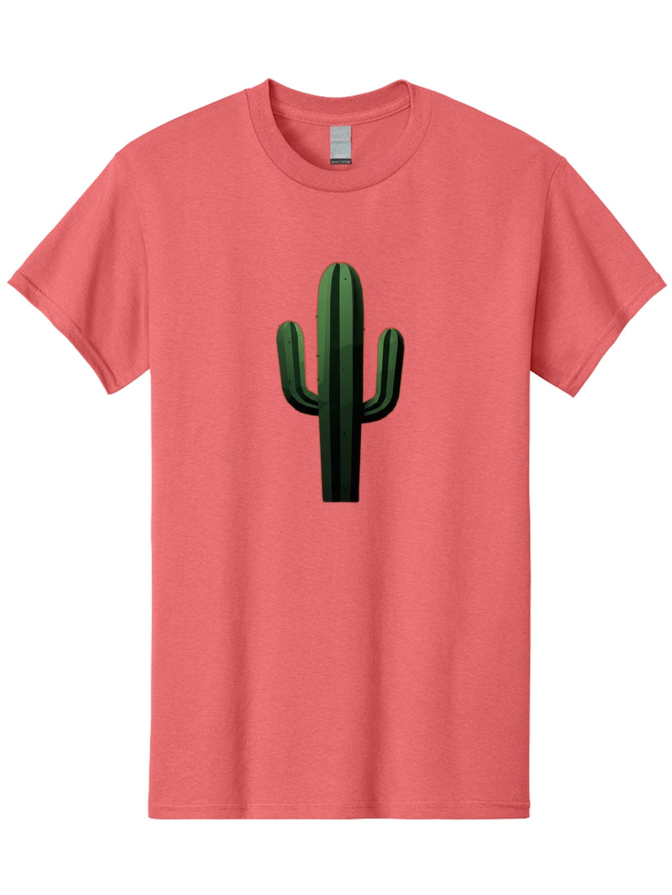 Cactus-Illustration Men'S Graphic Tee, 100% Cotton, Comfortable Casual Summer Wear, Machine Washable, Saguaro Cactus, Desert Plant, Cactus Illustration, Cartoon Cactus, Green Cactus, Simple Design, Minimalist Art Bac743 12