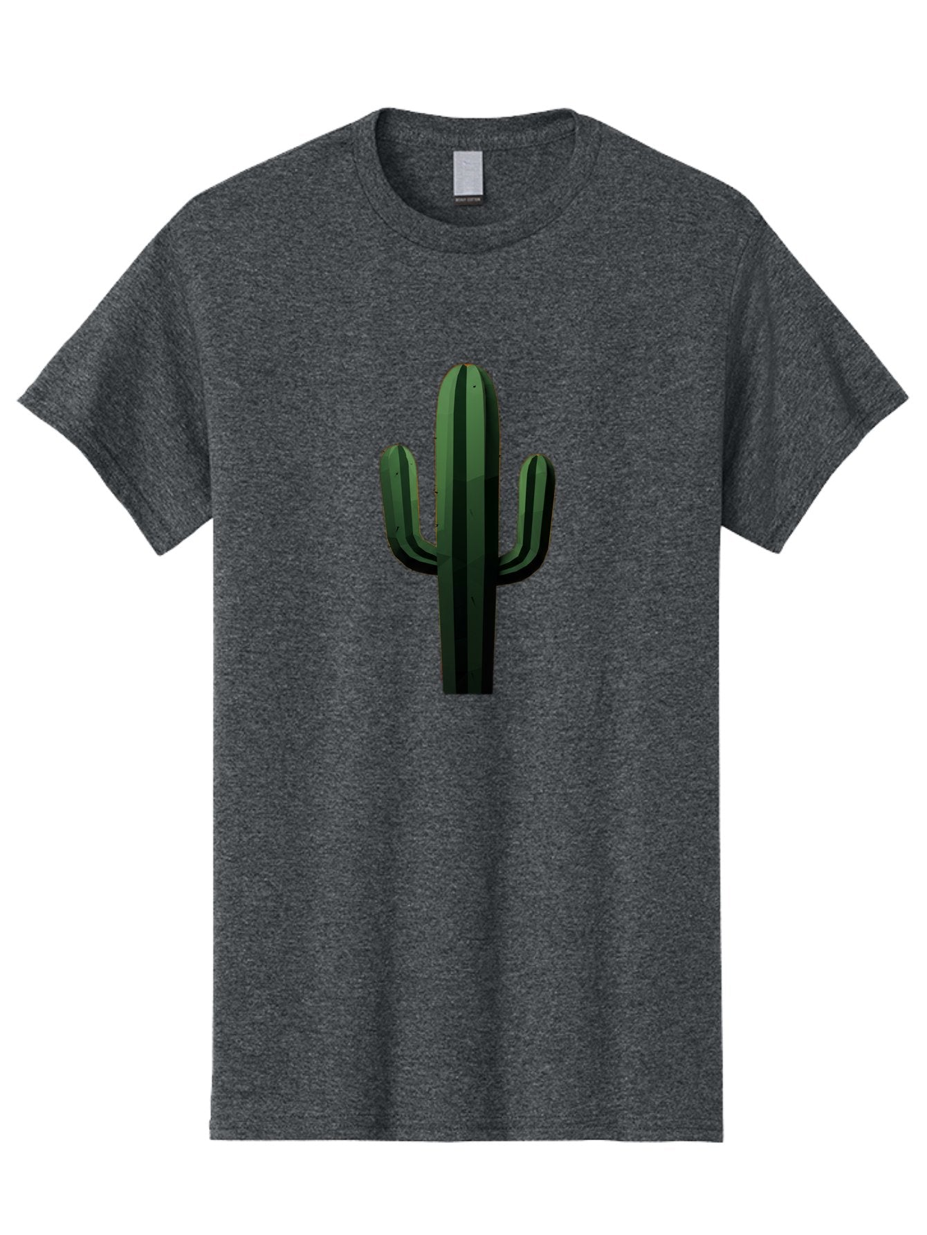 Cactus-Illustration Men'S Graphic Tee, 100% Cotton, Comfortable Casual Summer Wear, Machine Washable, Saguaro Cactus, Desert Plant, Cactus Illustration, Cartoon Cactus, Green Cactus, Simple Design, Minimalist Art Bac743 15