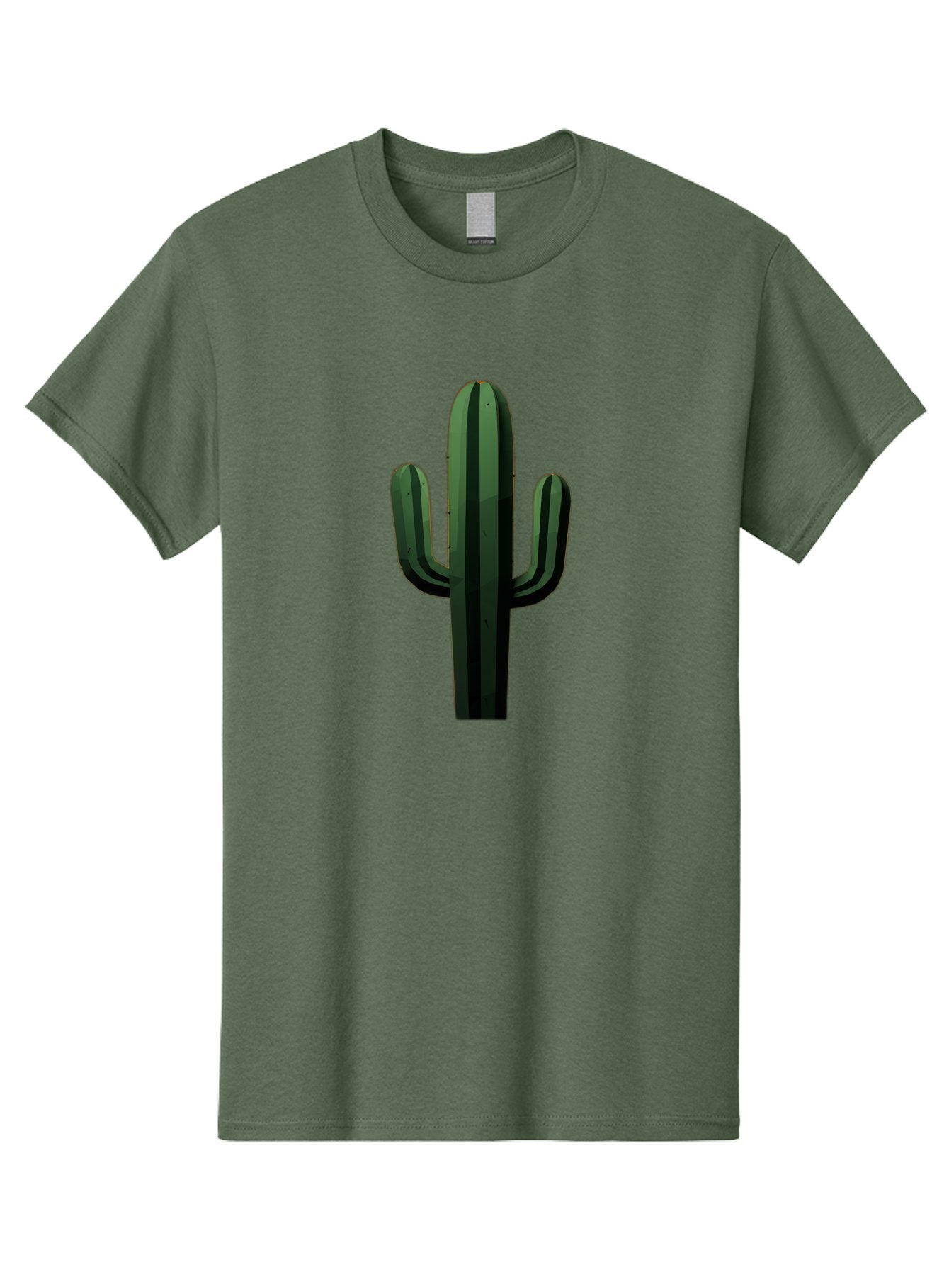 Cactus-Illustration Men'S Graphic Tee, 100% Cotton, Comfortable Casual Summer Wear, Machine Washable, Saguaro Cactus, Desert Plant, Cactus Illustration, Cartoon Cactus, Green Cactus, Simple Design, Minimalist Art Bac743 7