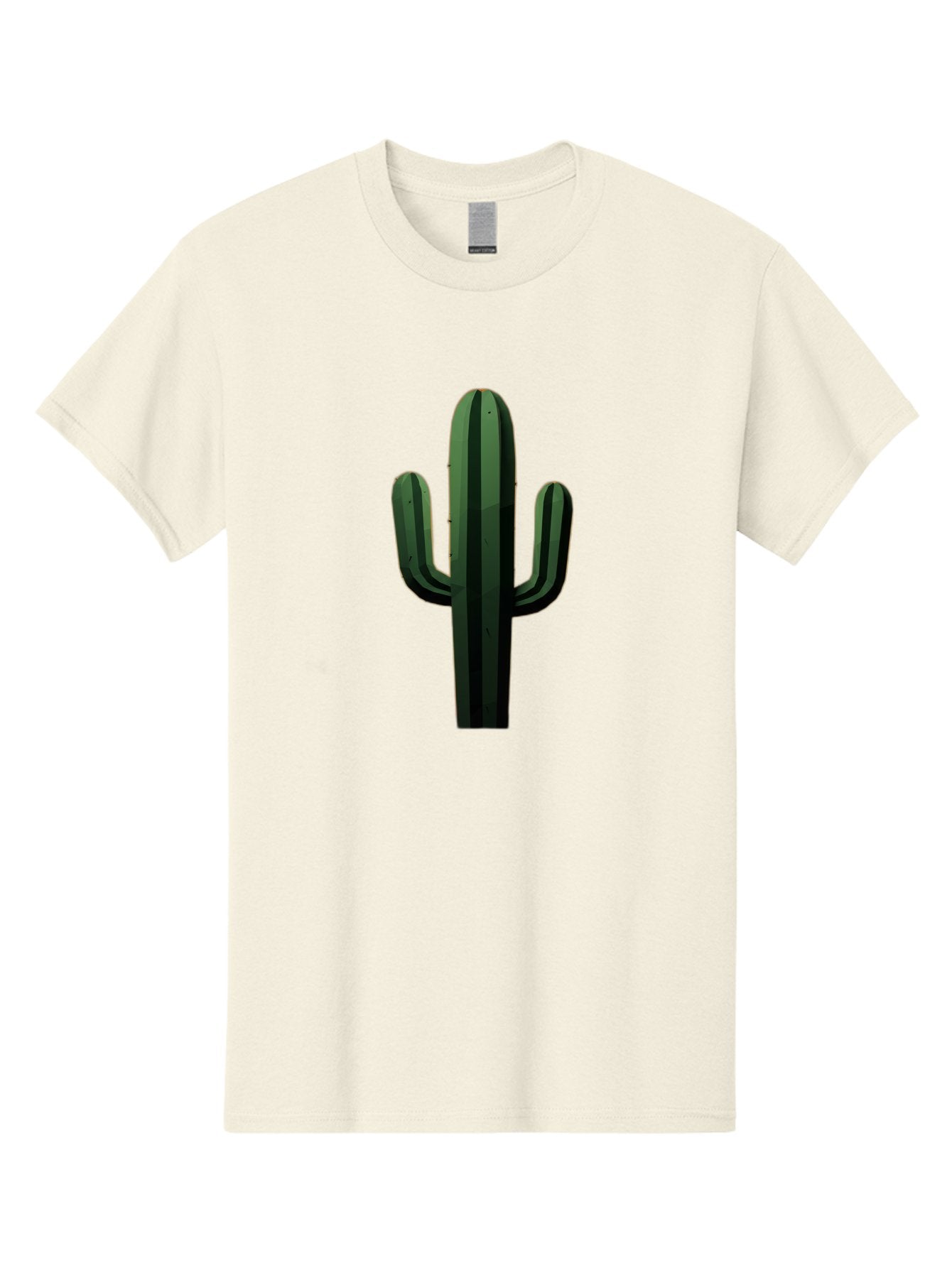 Cactus-Illustration Men'S Graphic Tee, 100% Cotton, Comfortable Casual Summer Wear, Machine Washable, Saguaro Cactus, Desert Plant, Cactus Illustration, Cartoon Cactus, Green Cactus, Simple Design, Minimalist Art Bac743