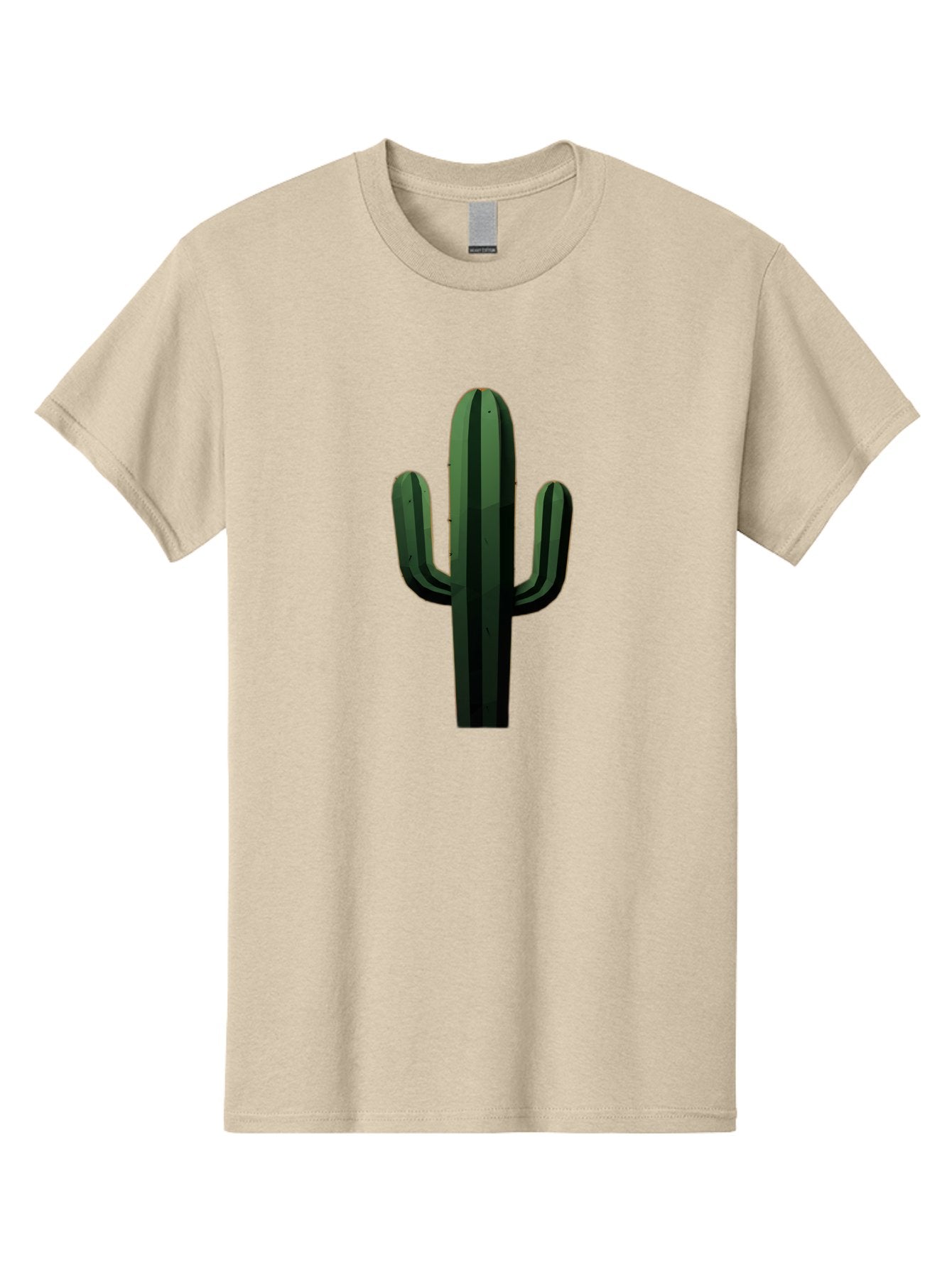 Cactus-Illustration Men'S Graphic Tee, 100% Cotton, Comfortable Casual Summer Wear, Machine Washable, Saguaro Cactus, Desert Plant, Cactus Illustration, Cartoon Cactus, Green Cactus, Simple Design, Minimalist Art Bac743 4