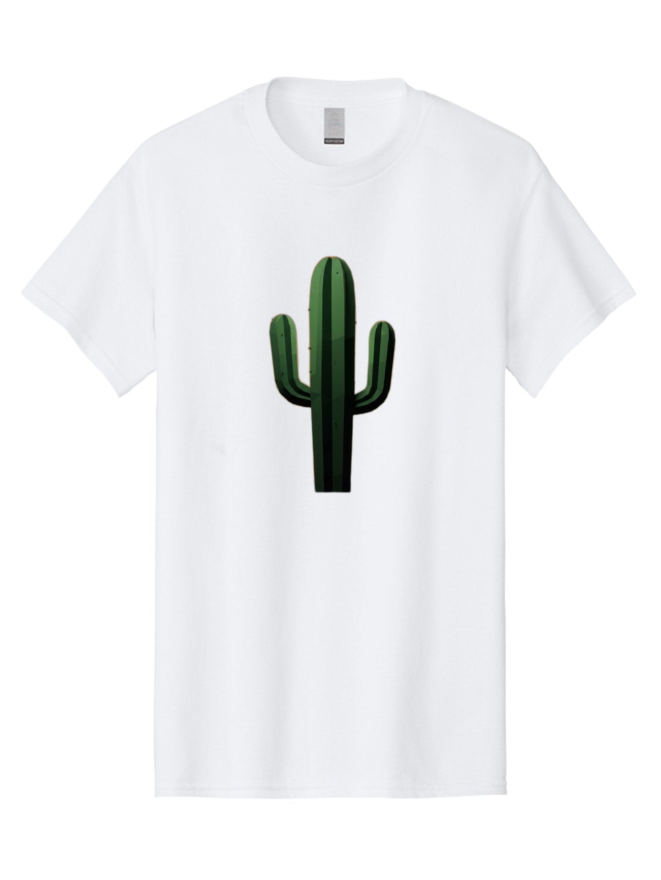 Cactus-Illustration Men'S Graphic Tee, 100% Cotton, Comfortable Casual Summer Wear, Machine Washable, Saguaro Cactus, Desert Plant, Cactus Illustration, Cartoon Cactus, Green Cactus, Simple Design, Minimalist Art Bac743 13