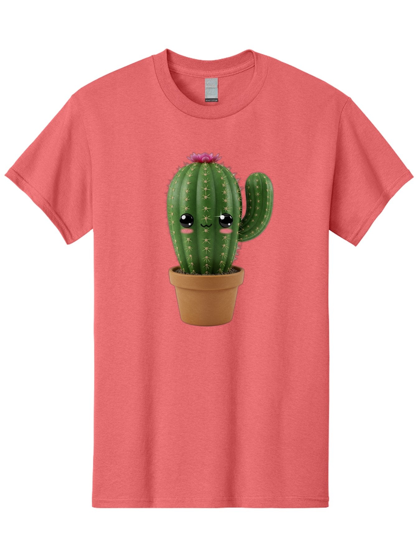 Cactus-In-Pot-1 Men'S Graphic Tee, 100% Cotton, Comfortable Casual Summer Wear, Machine Washable, Cute Cactus, Cartoon Character, Potted Plant, Desert Flora, Green Cactus, Kawaii Design, Adorable Face, Spiky Texture, Terracotta Pot, Bac744 14