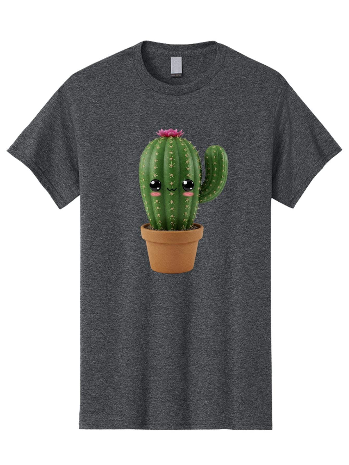 Cactus-In-Pot-1 Men'S Graphic Tee, 100% Cotton, Comfortable Casual Summer Wear, Machine Washable, Cute Cactus, Cartoon Character, Potted Plant, Desert Flora, Green Cactus, Kawaii Design, Adorable Face, Spiky Texture, Terracotta Pot, Bac744 11