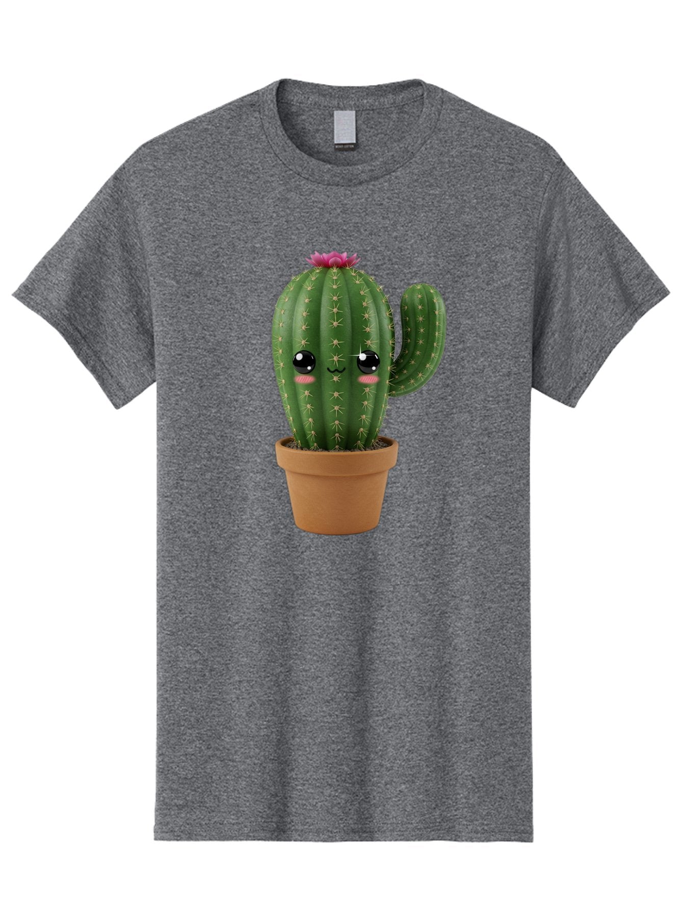 Cactus-In-Pot-1 Men'S Graphic Tee, 100% Cotton, Comfortable Casual Summer Wear, Machine Washable, Cute Cactus, Cartoon Character, Potted Plant, Desert Flora, Green Cactus, Kawaii Design, Adorable Face, Spiky Texture, Terracotta Pot, Bac744 7