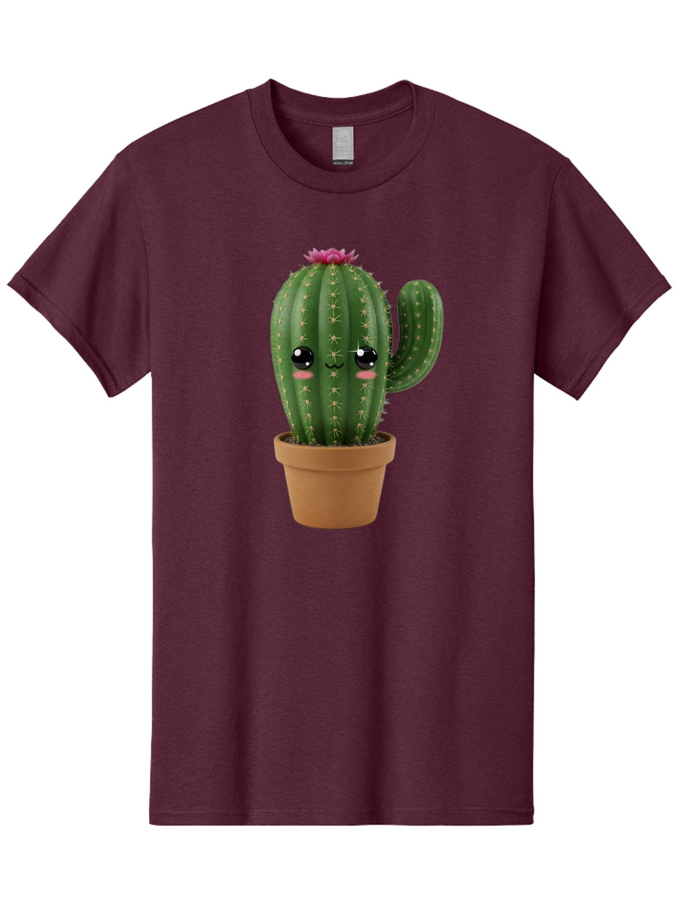 Cactus-In-Pot-1 Men'S Graphic Tee, 100% Cotton, Comfortable Casual Summer Wear, Machine Washable, Cute Cactus, Cartoon Character, Potted Plant, Desert Flora, Green Cactus, Kawaii Design, Adorable Face, Spiky Texture, Terracotta Pot, Bac744 10