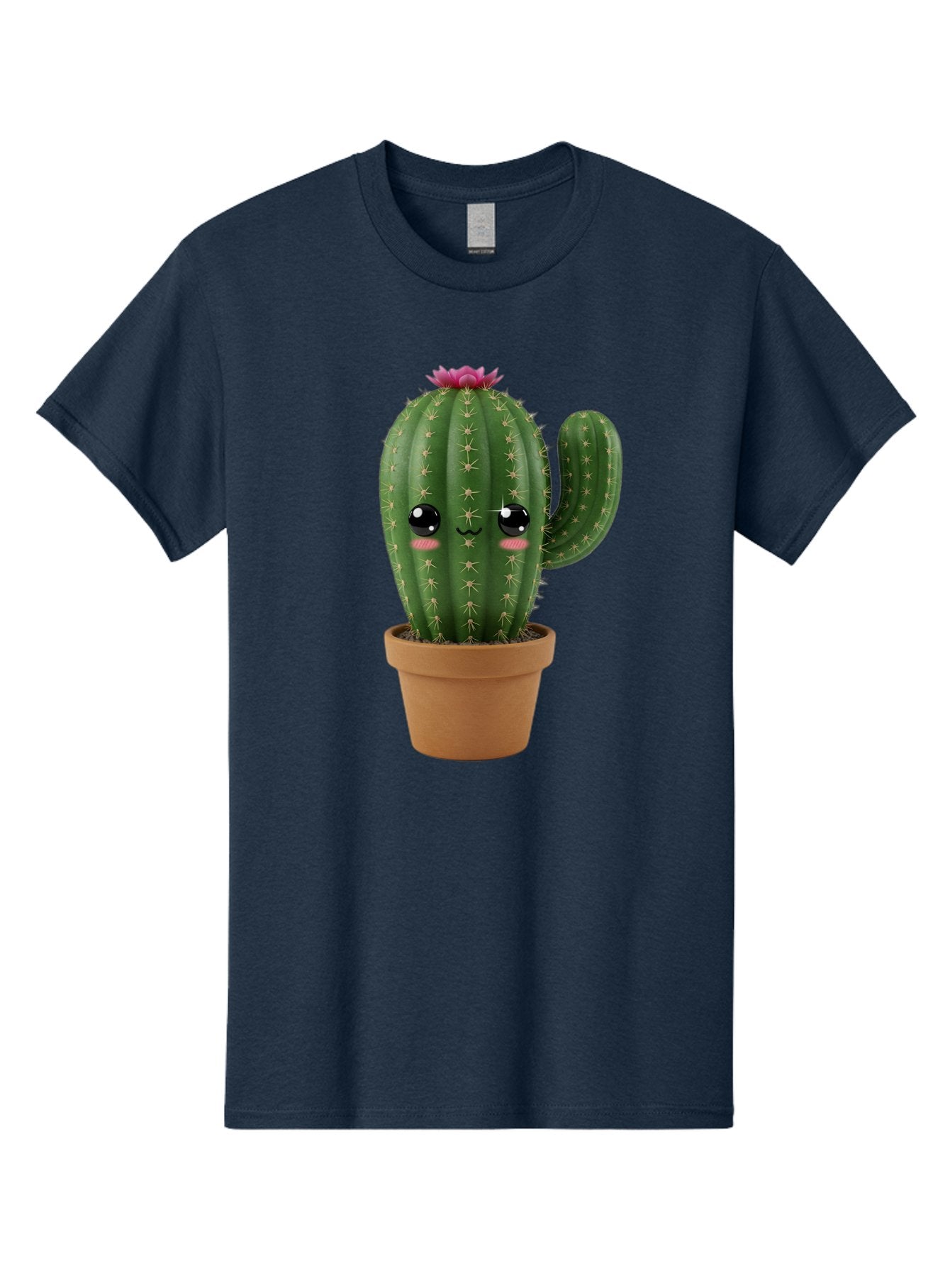 Cactus-In-Pot-1 Men'S Graphic Tee, 100% Cotton, Comfortable Casual Summer Wear, Machine Washable, Cute Cactus, Cartoon Character, Potted Plant, Desert Flora, Green Cactus, Kawaii Design, Adorable Face, Spiky Texture, Terracotta Pot, Bac744 12