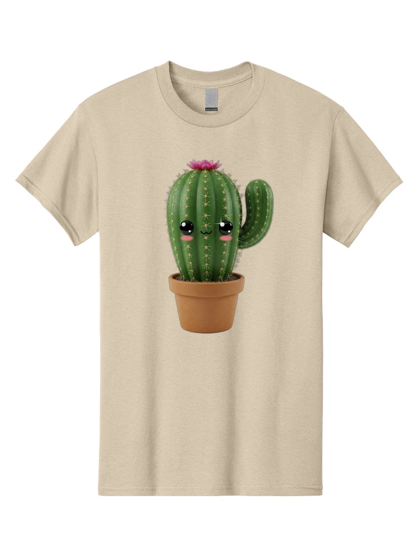 Cactus-In-Pot-1 Men'S Graphic Tee, 100% Cotton, Comfortable Casual Summer Wear, Machine Washable, Cute Cactus, Cartoon Character, Potted Plant, Desert Flora, Green Cactus, Kawaii Design, Adorable Face, Spiky Texture, Terracotta Pot, Bac744 8
