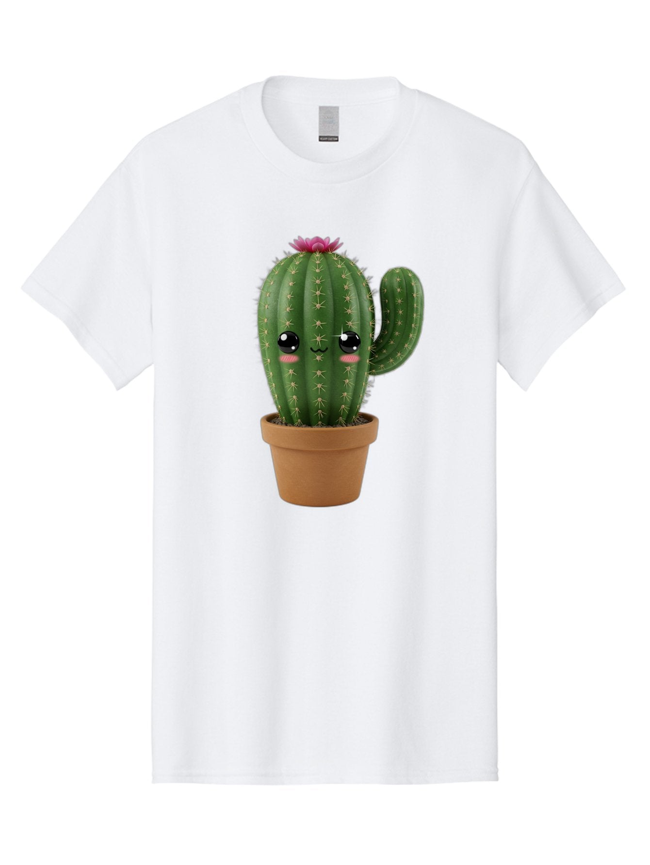 Cactus-In-Pot-1 Men'S Graphic Tee, 100% Cotton, Comfortable Casual Summer Wear, Machine Washable, Cute Cactus, Cartoon Character, Potted Plant, Desert Flora, Green Cactus, Kawaii Design, Adorable Face, Spiky Texture, Terracotta Pot, Bac744 13