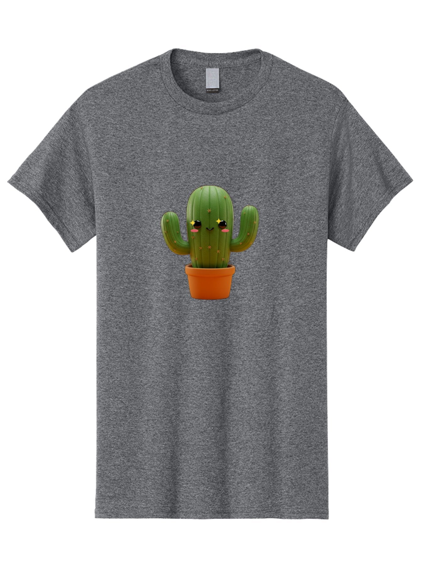 Cactus-In-Pot-2 Men'S Graphic Tee, 100% Cotton, Comfortable Casual Summer Wear, Machine Washable, Cartoon Cactus, Kawaii Cactus, Cactus In Pot, Cute Desert Plant, Funny Face, Quirky Character, Yellow Stars, Rosy Cheeks, Digital Art, Fun Design Bac745 8