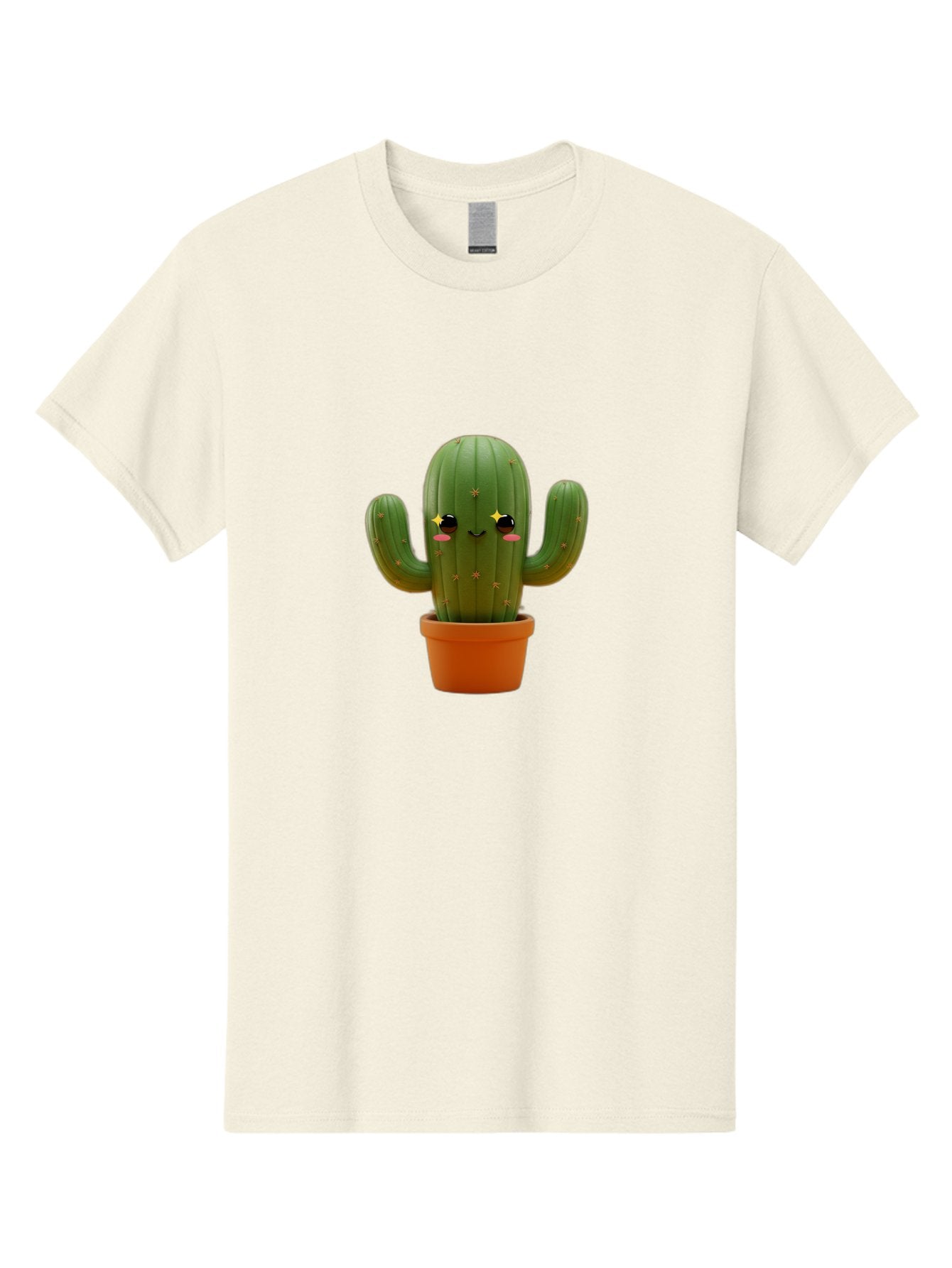 Cactus-In-Pot-2 Men'S Graphic Tee, 100% Cotton, Comfortable Casual Summer Wear, Machine Washable, Cartoon Cactus, Kawaii Cactus, Cactus In Pot, Cute Desert Plant, Funny Face, Quirky Character, Yellow Stars, Rosy Cheeks, Digital Art, Fun Design Bac745 9
