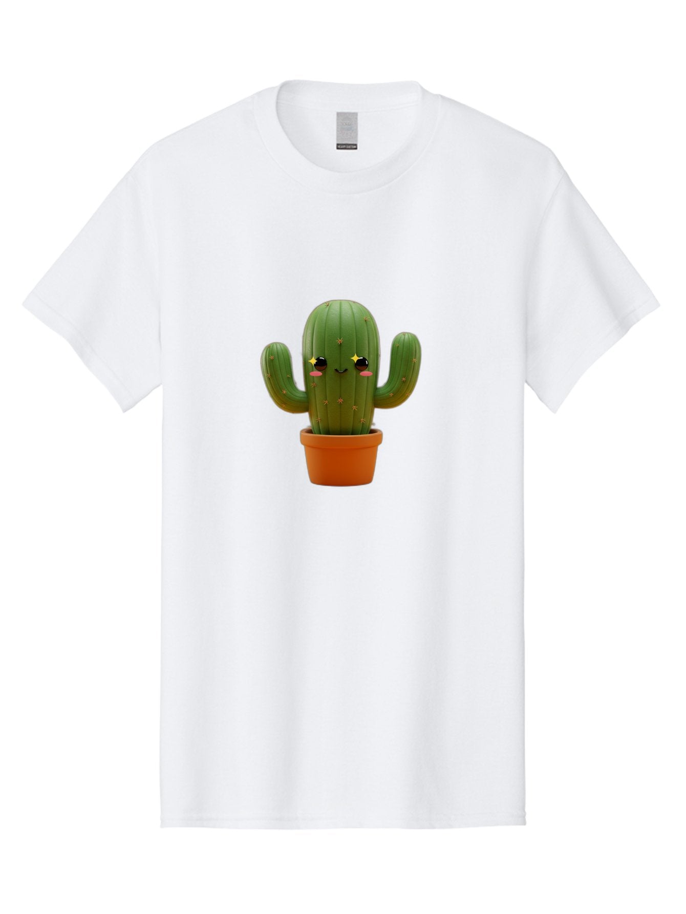 Cactus-In-Pot-2 Men'S Graphic Tee, 100% Cotton, Comfortable Casual Summer Wear, Machine Washable, Cartoon Cactus, Kawaii Cactus, Cactus In Pot, Cute Desert Plant, Funny Face, Quirky Character, Yellow Stars, Rosy Cheeks, Digital Art, Fun Design Bac745 10