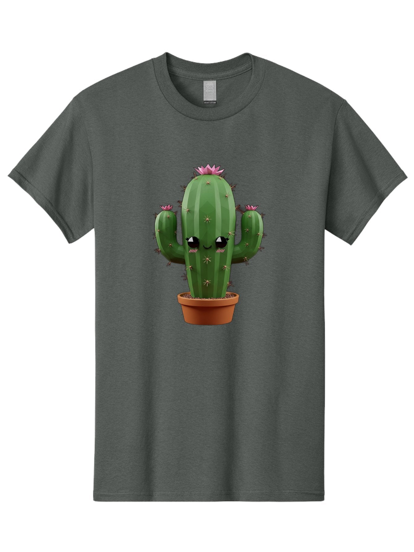 Cactus-In-Pot-3 Men'S Graphic Tee, 100% Cotton, Comfortable Casual Summer Wear, Machine Washable, Cartoon Cactus, Potted Cactus, Cool Cactus, Cactus With Sunglasses, Quirky Plant, Humorous Illustration, Flower Blooming Cactus, Bac746