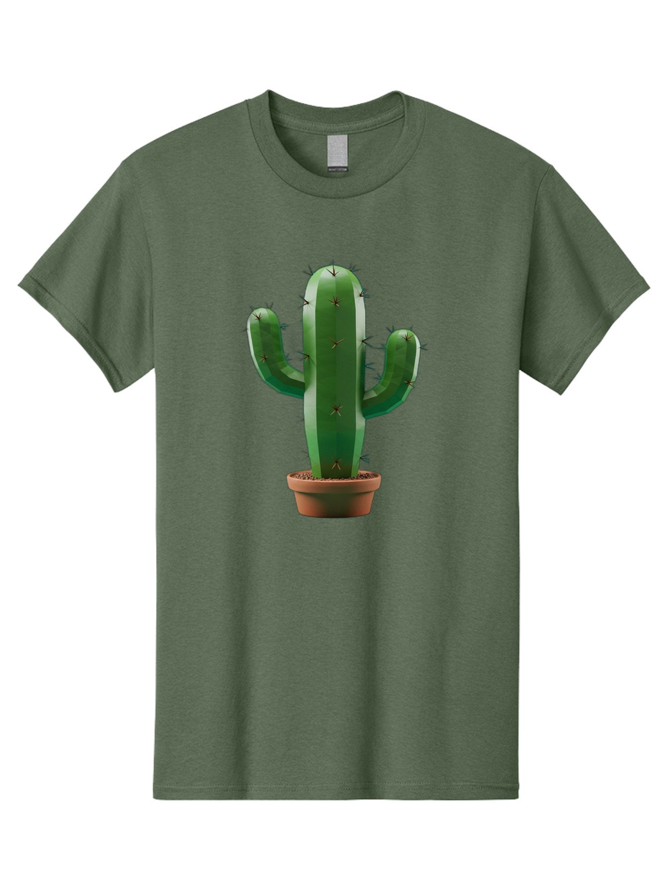 Cactus-In-Pot-4 Men'S Graphic Tee, 100% Cotton, Comfortable Casual Summer Wear, Machine Washable, Cactus In Pot, Spiky Succulent, Desert Plant, Indoor Decoration, Low-Maintenance Gardening, Houseplant, Potted Cactus Bac747 15