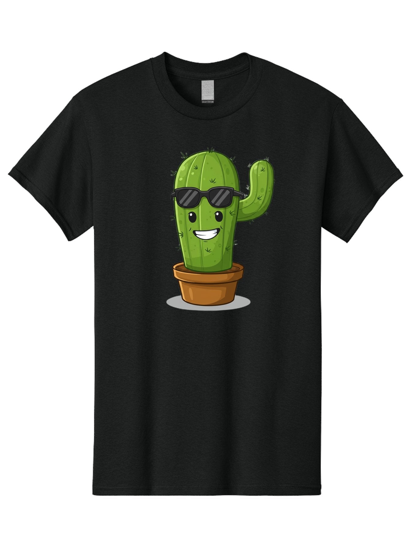 Cactus-In-Shades Men'S Graphic Tee, 100% Cotton, Comfortable Casual Summer Wear, Machine Washable, Cartoon Cactus, Cactus Character, Sunglasses, Potted Plant, Quirky Design, Fun Illustration, Desert Plant, Cool Cactus, Happy Face Bac749 4