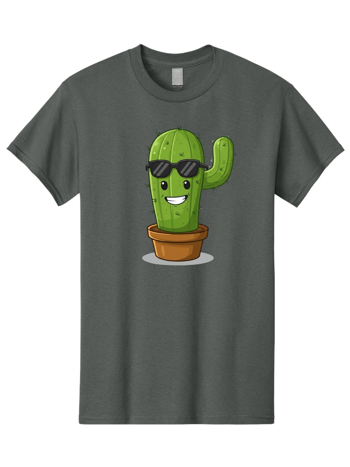 Cactus-In-Shades Men'S Graphic Tee, 100% Cotton, Comfortable Casual Summer Wear, Machine Washable, Cartoon Cactus, Cactus Character, Sunglasses, Potted Plant, Quirky Design, Fun Illustration, Desert Plant, Cool Cactus, Happy Face Bac749 7