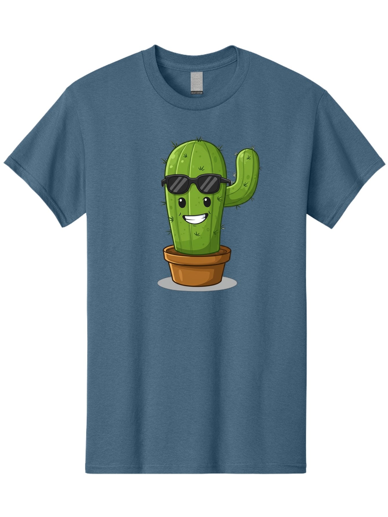 Cactus-In-Shades Men'S Graphic Tee, 100% Cotton, Comfortable Casual Summer Wear, Machine Washable, Cartoon Cactus, Cactus Character, Sunglasses, Potted Plant, Quirky Design, Fun Illustration, Desert Plant, Cool Cactus, Happy Face Bac749 3