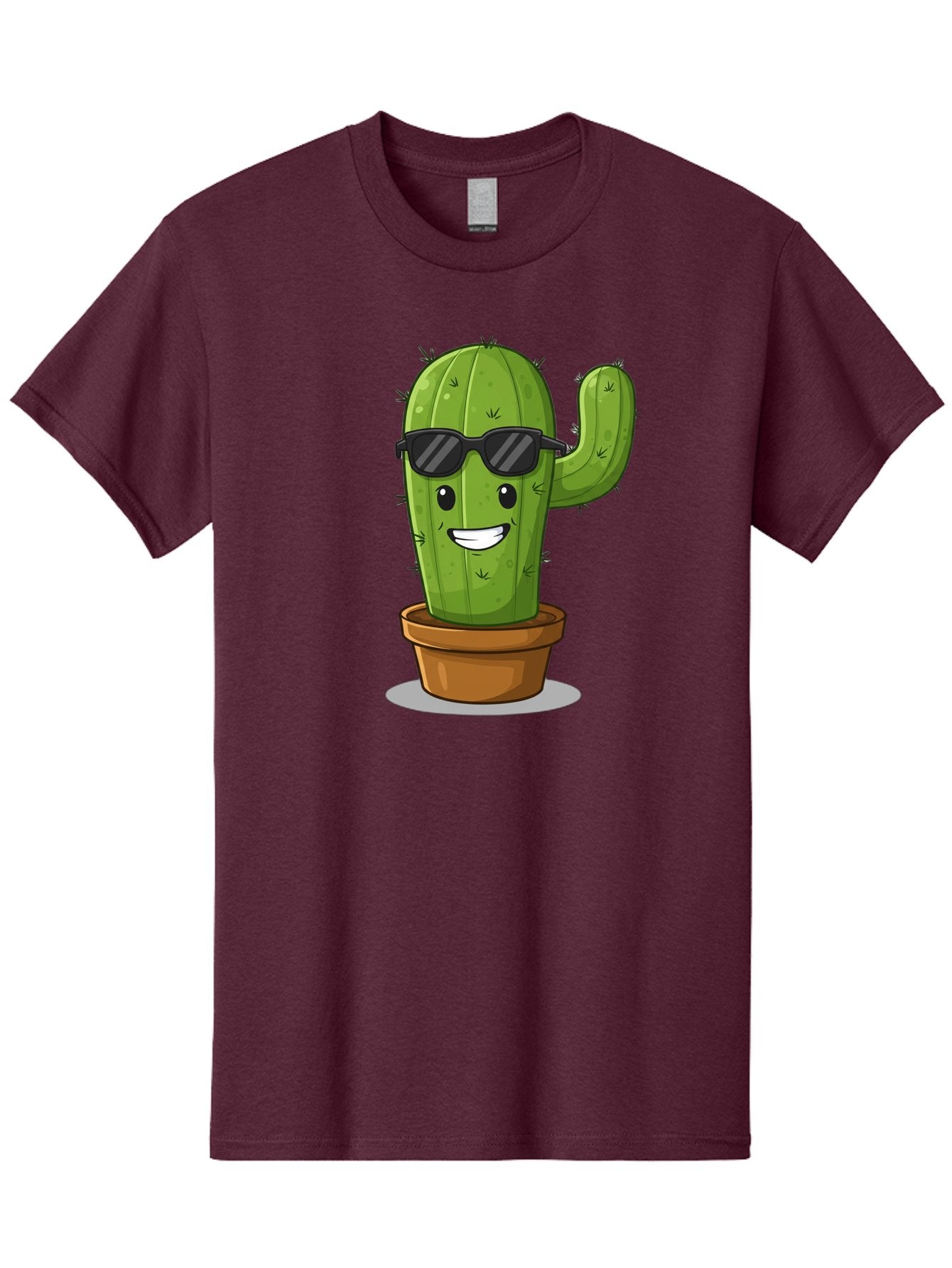 Cactus-In-Shades Men'S Graphic Tee, 100% Cotton, Comfortable Casual Summer Wear, Machine Washable, Cartoon Cactus, Cactus Character, Sunglasses, Potted Plant, Quirky Design, Fun Illustration, Desert Plant, Cool Cactus, Happy Face Bac749 12
