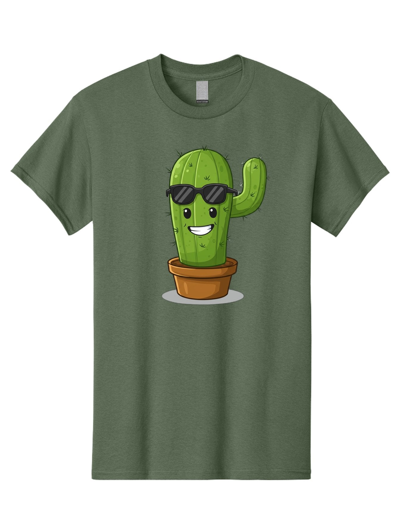 Cactus-In-Shades Men'S Graphic Tee, 100% Cotton, Comfortable Casual Summer Wear, Machine Washable, Cartoon Cactus, Cactus Character, Sunglasses, Potted Plant, Quirky Design, Fun Illustration, Desert Plant, Cool Cactus, Happy Face Bac749 8