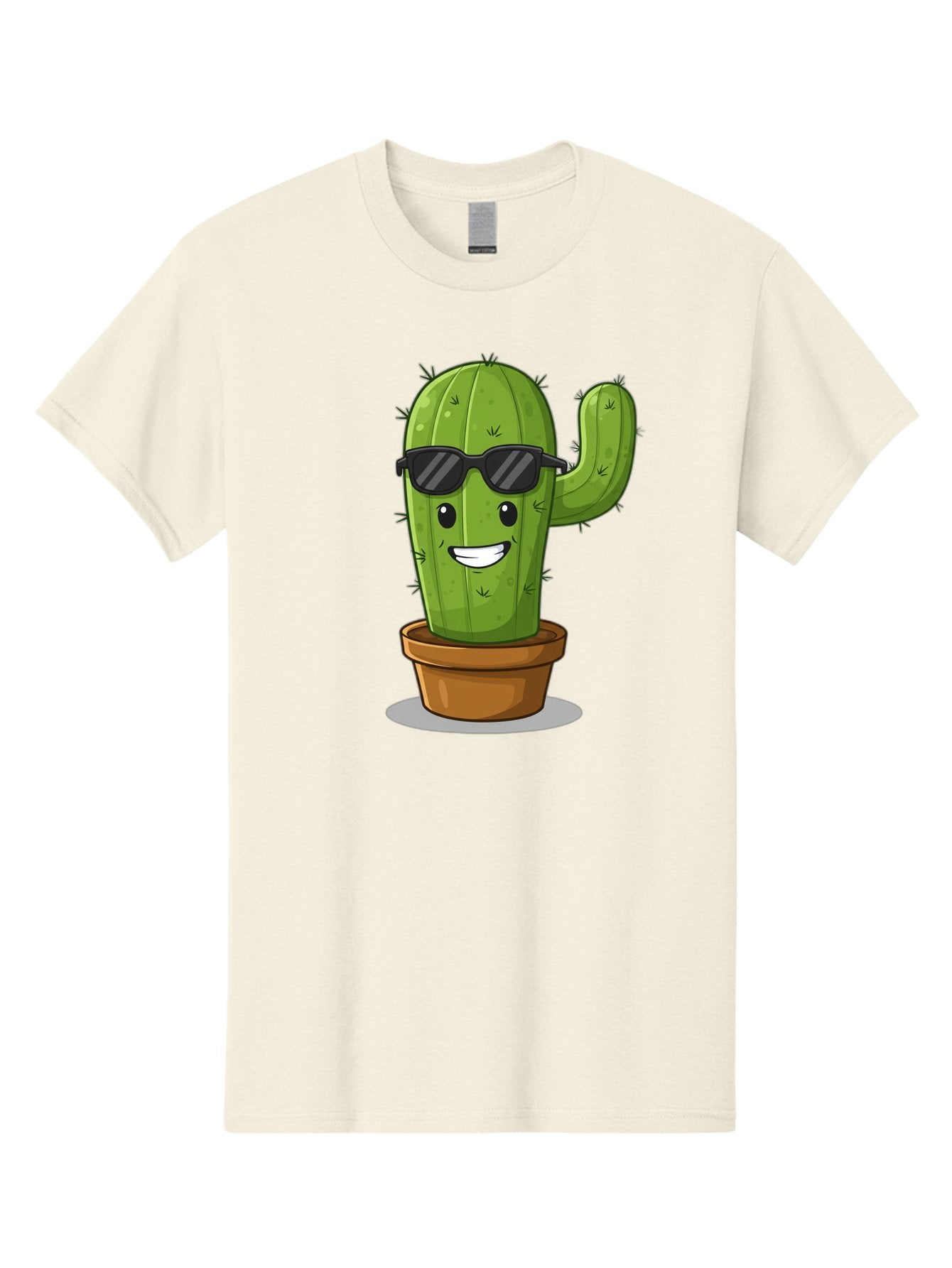 Cactus-In-Shades Men'S Graphic Tee, 100% Cotton, Comfortable Casual Summer Wear, Machine Washable, Cartoon Cactus, Cactus Character, Sunglasses, Potted Plant, Quirky Design, Fun Illustration, Desert Plant, Cool Cactus, Happy Face Bac749 15
