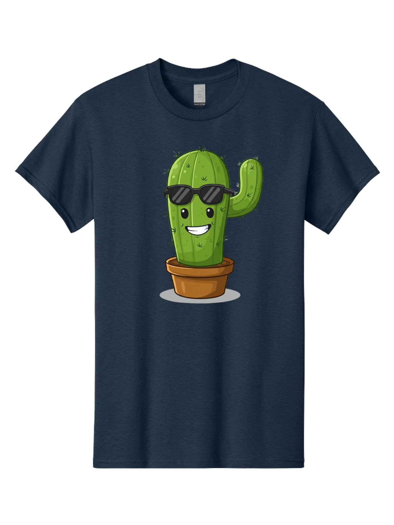 Cactus-In-Shades Men'S Graphic Tee, 100% Cotton, Comfortable Casual Summer Wear, Machine Washable, Cartoon Cactus, Cactus Character, Sunglasses, Potted Plant, Quirky Design, Fun Illustration, Desert Plant, Cool Cactus, Happy Face Bac749 6
