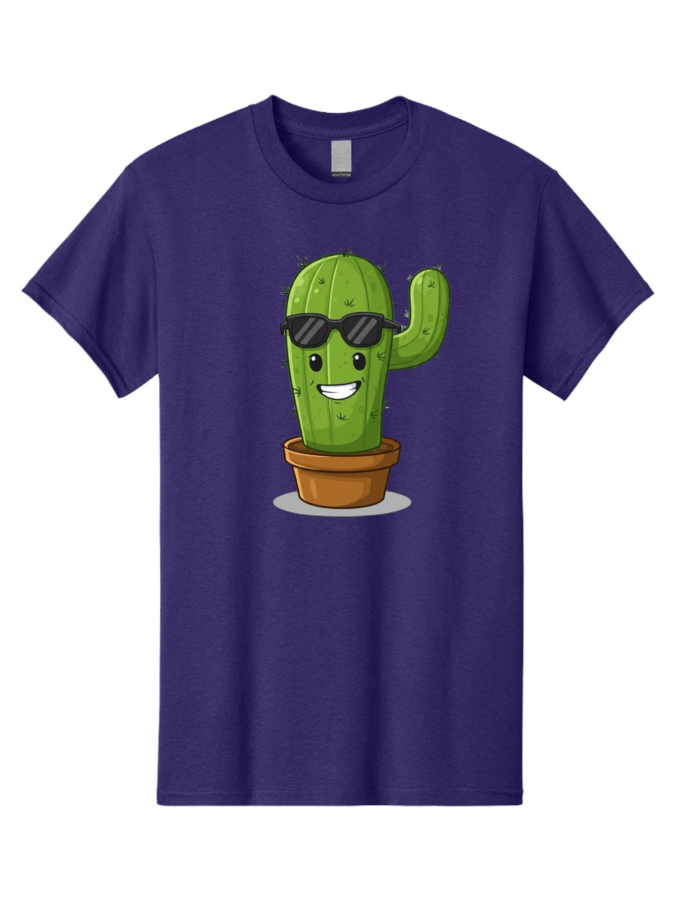 Cactus-In-Shades Men'S Graphic Tee, 100% Cotton, Comfortable Casual Summer Wear, Machine Washable, Cartoon Cactus, Cactus Character, Sunglasses, Potted Plant, Quirky Design, Fun Illustration, Desert Plant, Cool Cactus, Happy Face Bac749 10