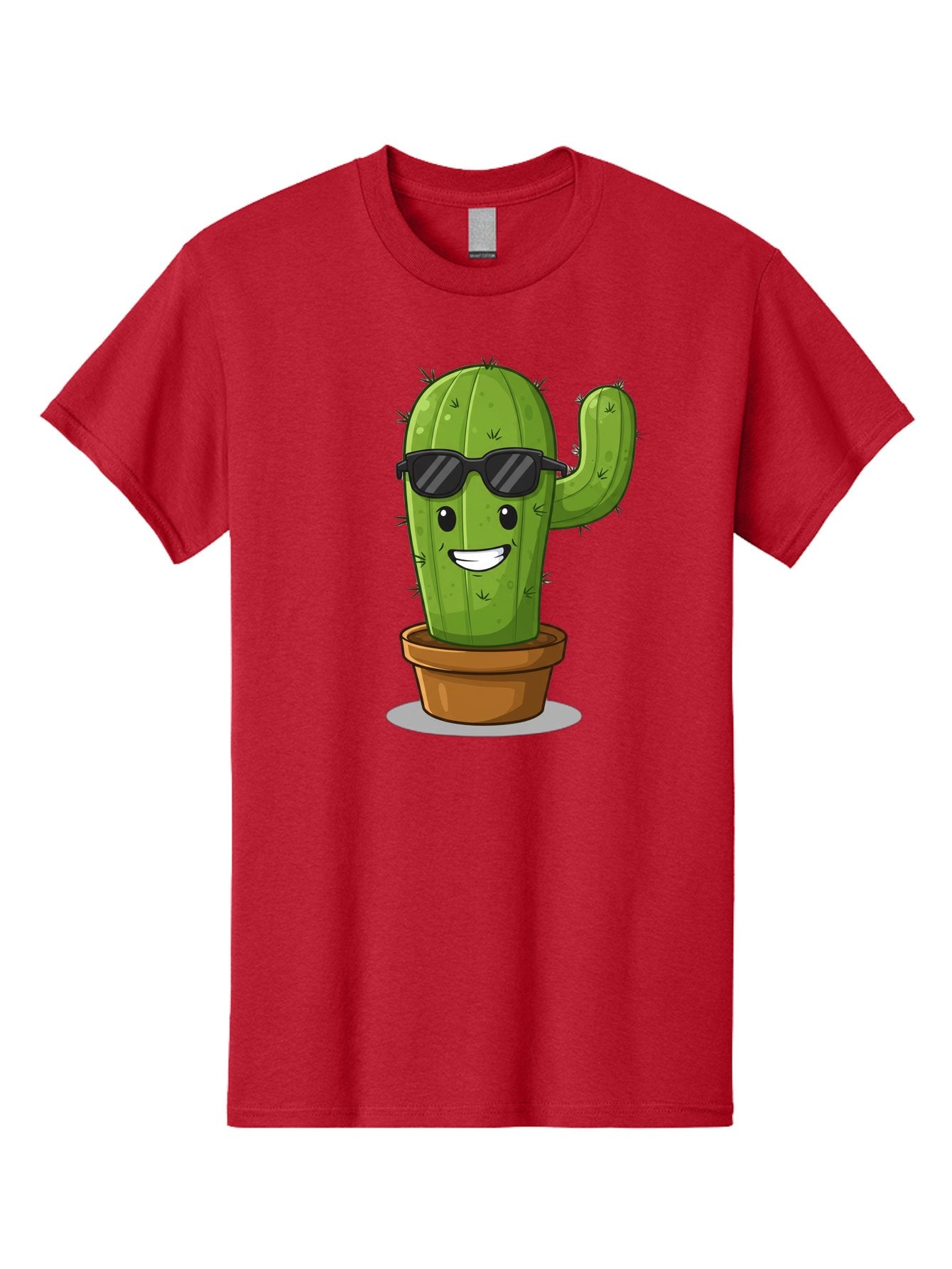 Cactus-In-Shades Men'S Graphic Tee, 100% Cotton, Comfortable Casual Summer Wear, Machine Washable, Cartoon Cactus, Cactus Character, Sunglasses, Potted Plant, Quirky Design, Fun Illustration, Desert Plant, Cool Cactus, Happy Face Bac749 5
