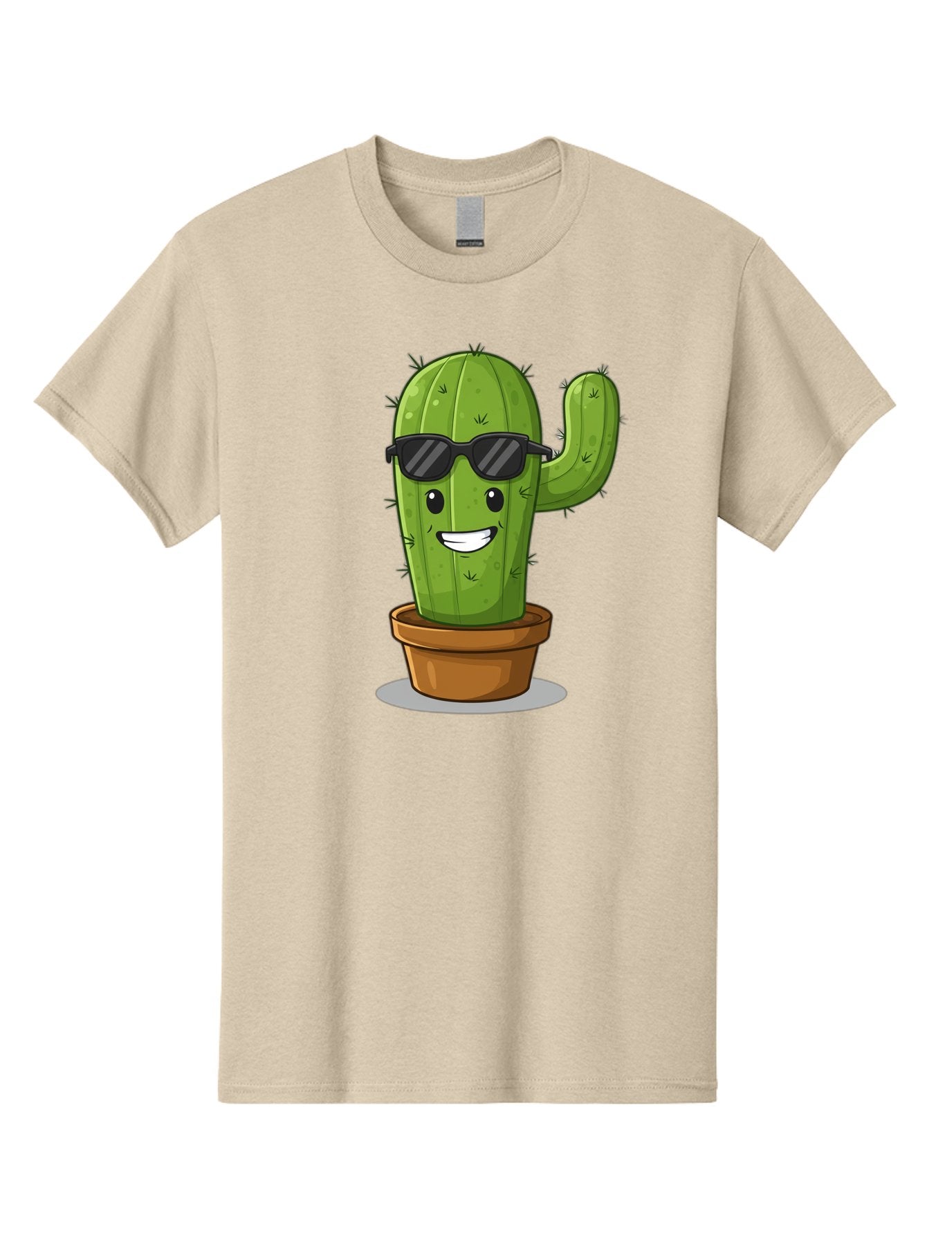 Cactus-In-Shades Men'S Graphic Tee, 100% Cotton, Comfortable Casual Summer Wear, Machine Washable, Cartoon Cactus, Cactus Character, Sunglasses, Potted Plant, Quirky Design, Fun Illustration, Desert Plant, Cool Cactus, Happy Face Bac749 11
