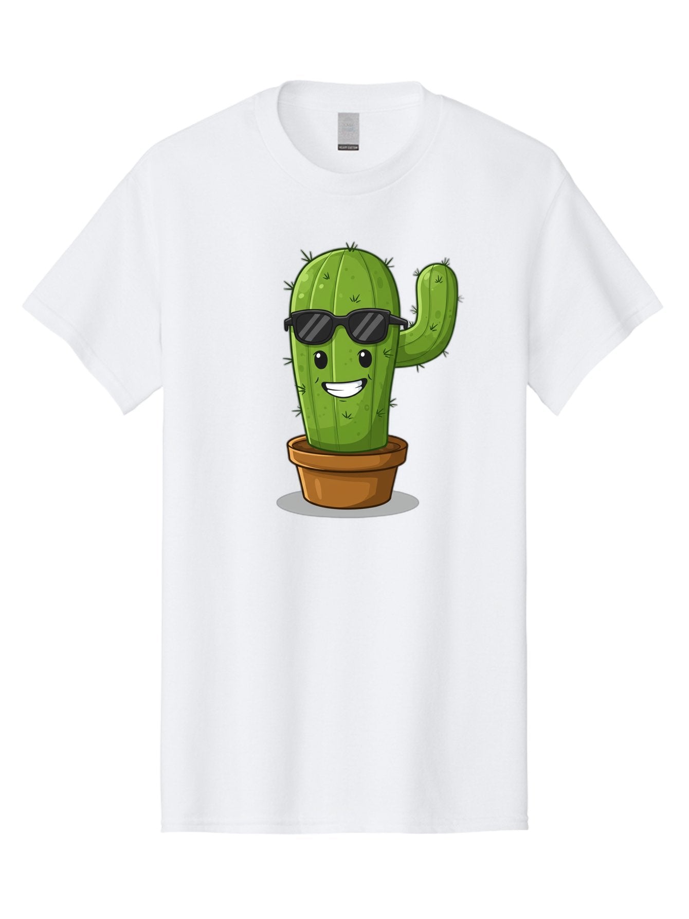 Cactus-In-Shades Men'S Graphic Tee, 100% Cotton, Comfortable Casual Summer Wear, Machine Washable, Cartoon Cactus, Cactus Character, Sunglasses, Potted Plant, Quirky Design, Fun Illustration, Desert Plant, Cool Cactus, Happy Face Bac749 13