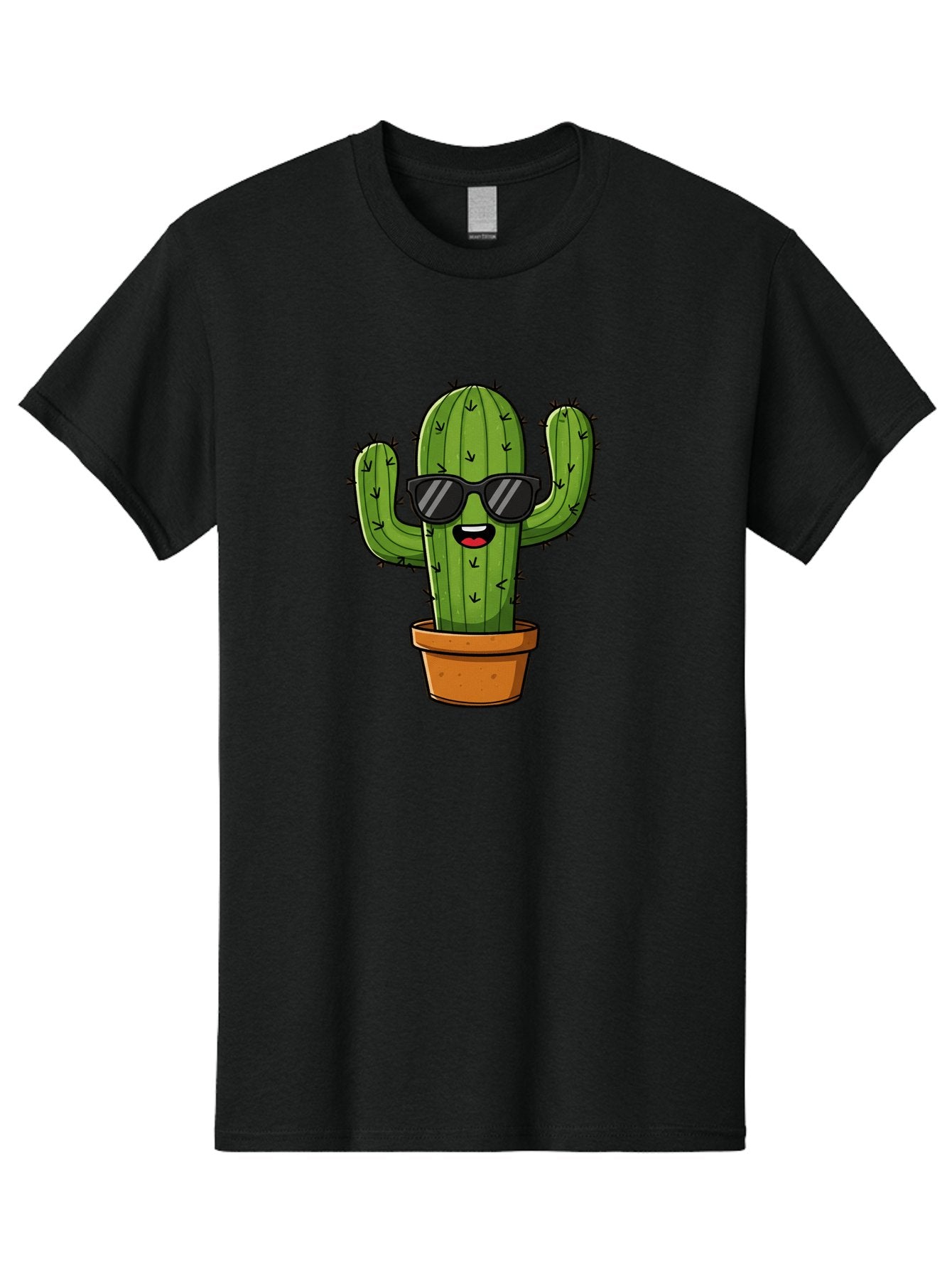 Cactus-In-Sunglasses-1 Men'S Graphic Tee, 100% Cotton, Comfortable Casual Summer Wear, Machine Washable, Cartoon Cactus, Pot, Sunglasses, Happy Face, Spiky Texture, Trendy Decor, Quirky Charm, Fun Design, Humorous Vibe, Cool Cactus, Bac751 4